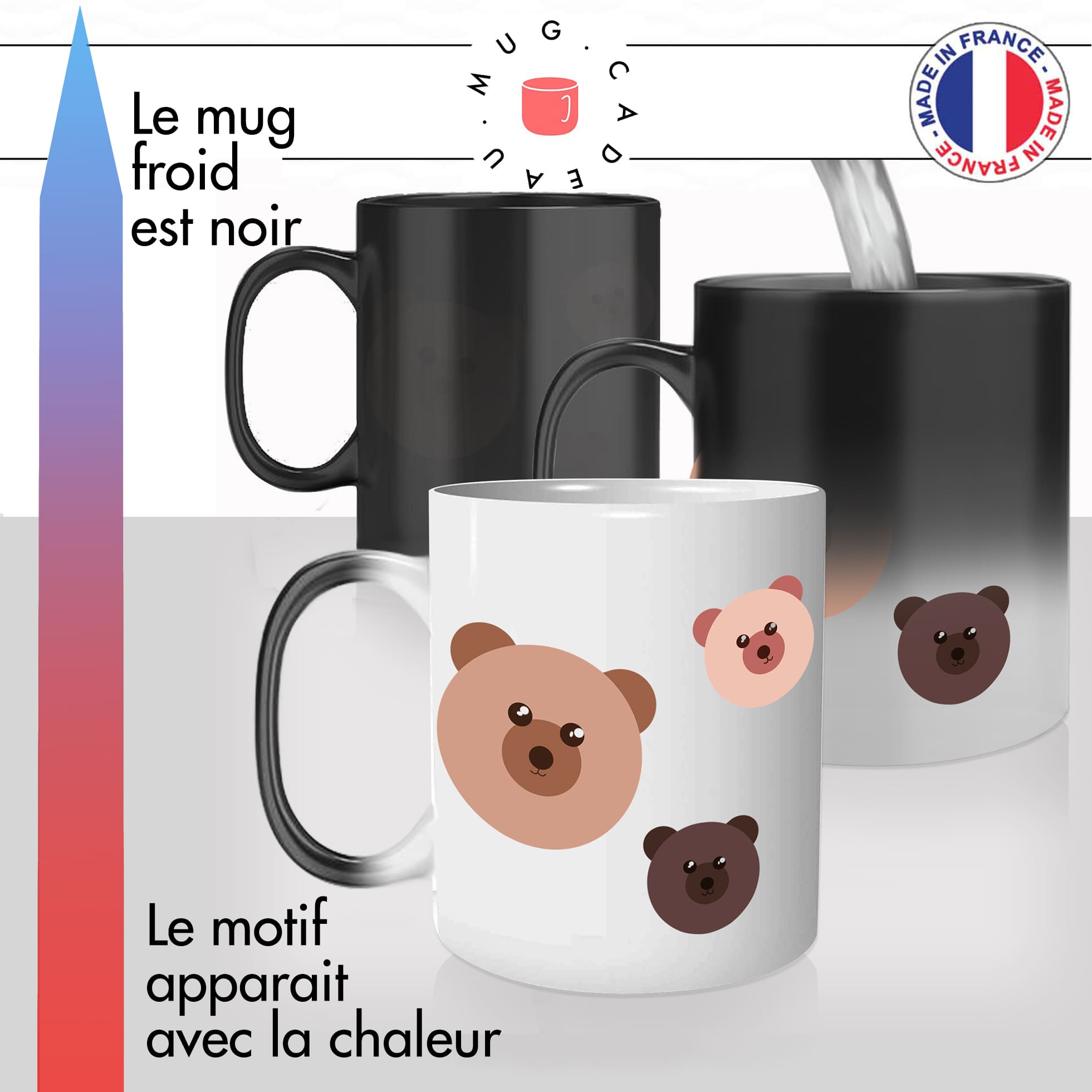 mug magique thermoreactif thermochauffant personnalisé ours oursons dessin tetes rondes personnalisable idée cadeau fun