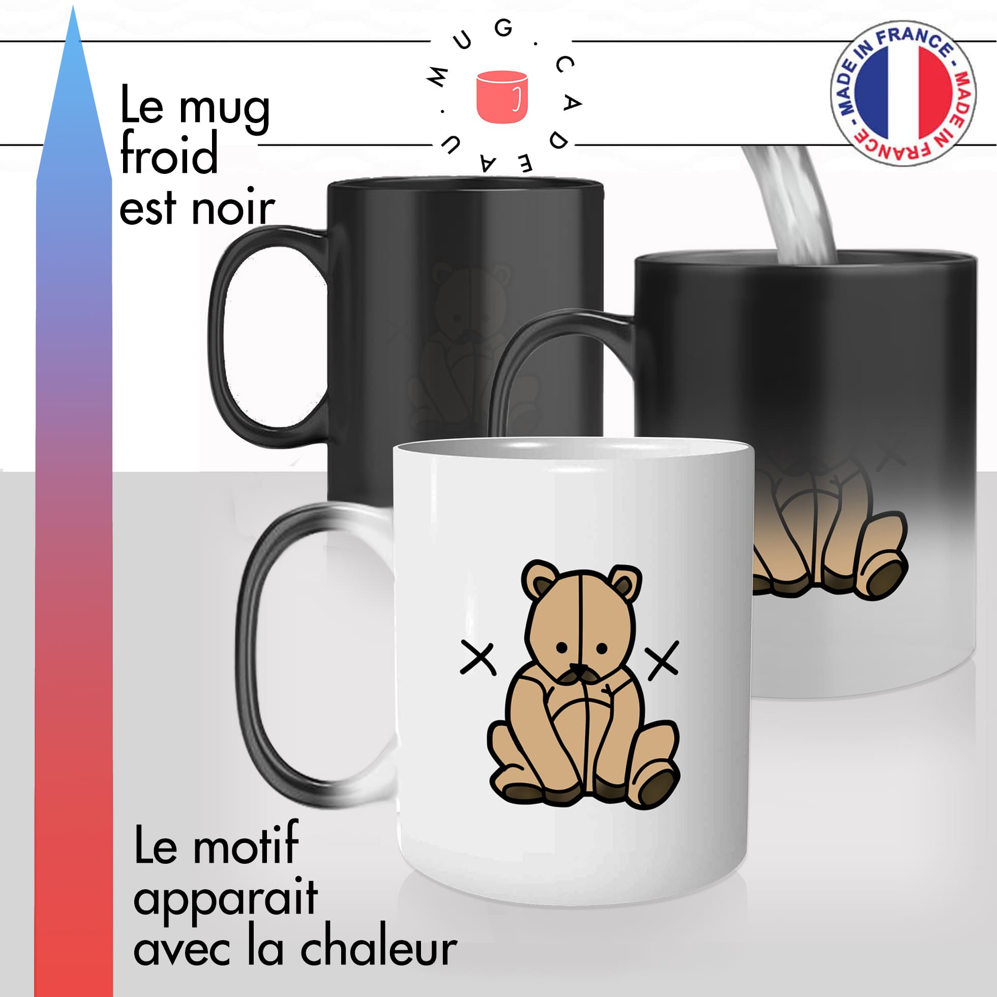 mug magique thermoreactif thermochauffant personnalisé ours oursons dessin peluche doudou personnalisable idée cadeau fun