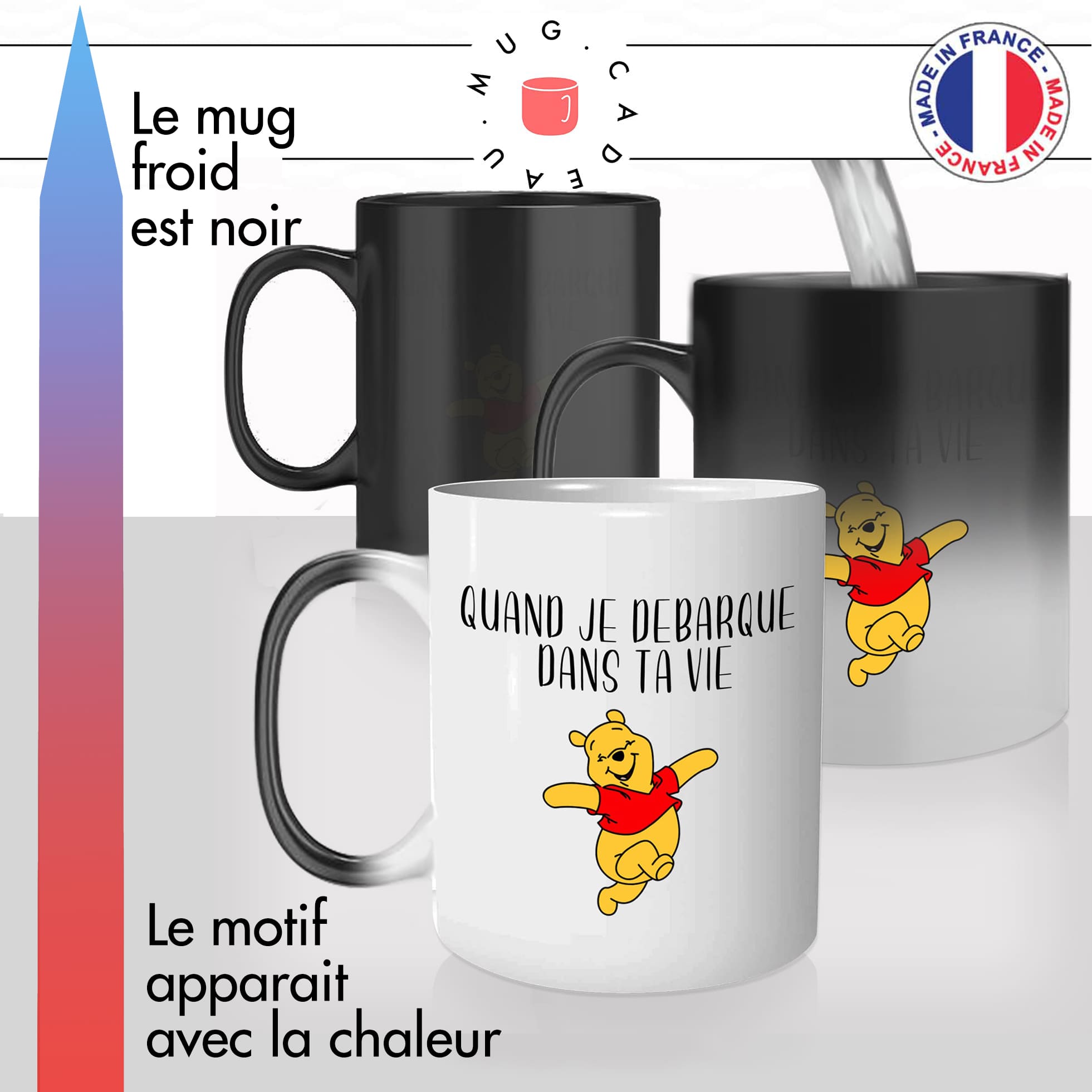mug magique thermoreactif thermochauffant personnalisé ours oursons copine quand je debarque dans ta vie dessin animé idée cadeau fun