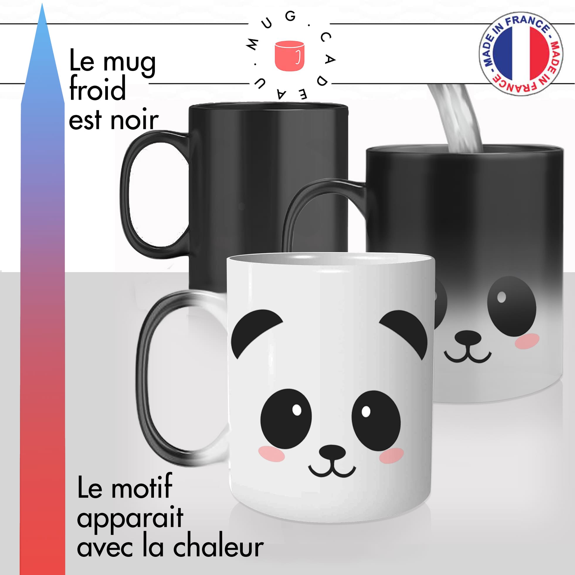 mug magique thermoreactif thermochauffant personnalisé couple de panda trop chou mignon idée cadeau fun