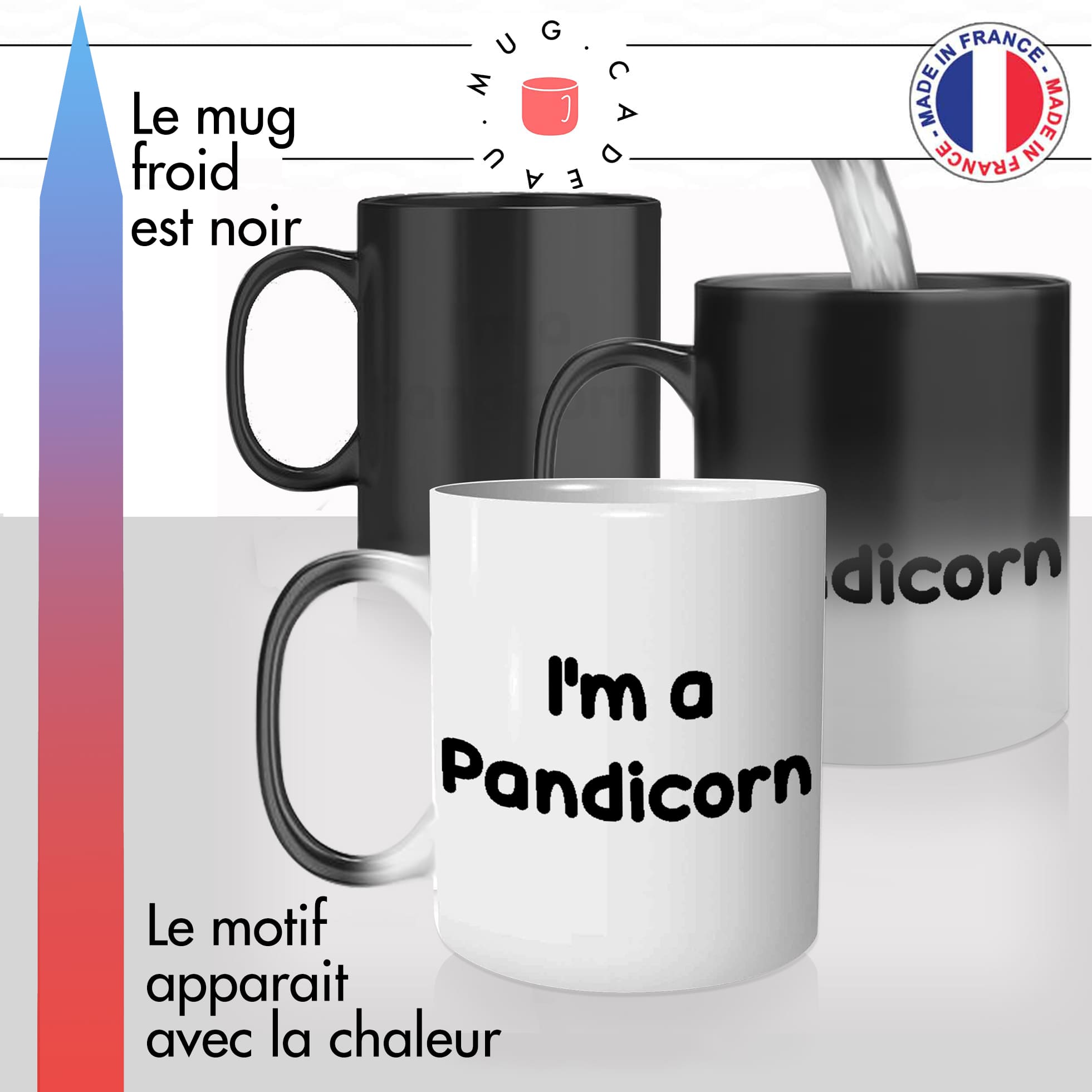 mug magique thermoreactif thermochauffant personnalisé panda pandicorn licorne idée cadeau fun