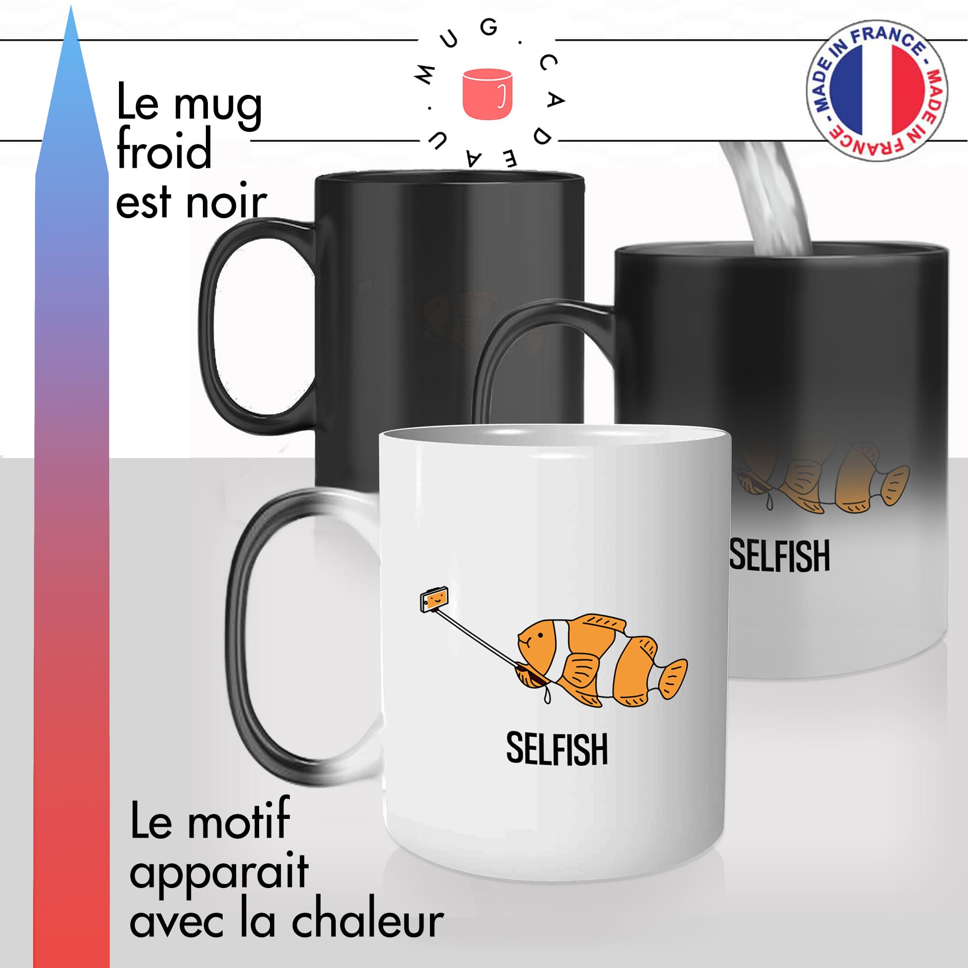 mug magique thermoreactif thermochauffant personnalisé poisson clown selfie selfish mignon idée cadeau fun