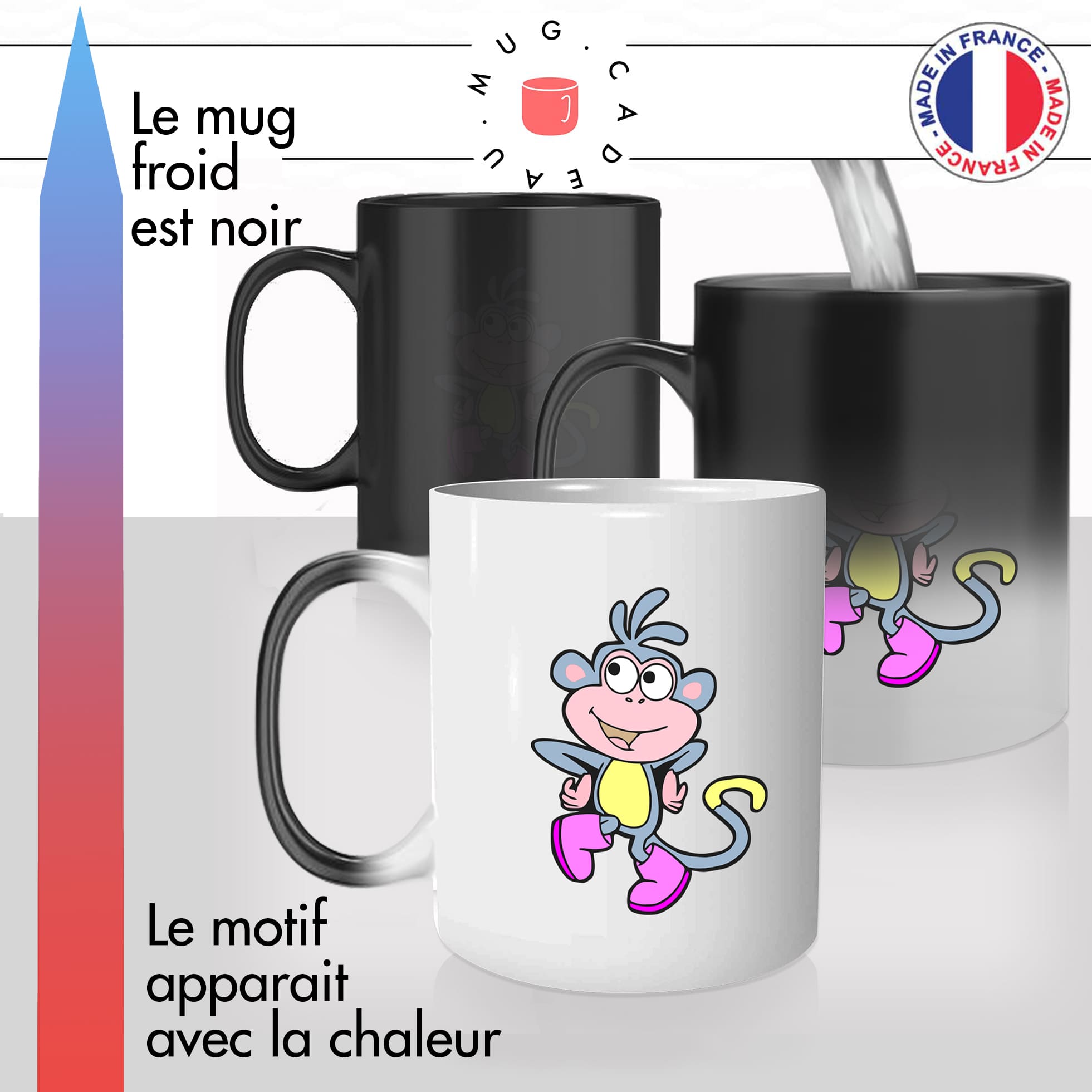 mug magique thermoreactif thermochauffant personnalisé babouche singe dessin animé humour stylé idée cadeau fun