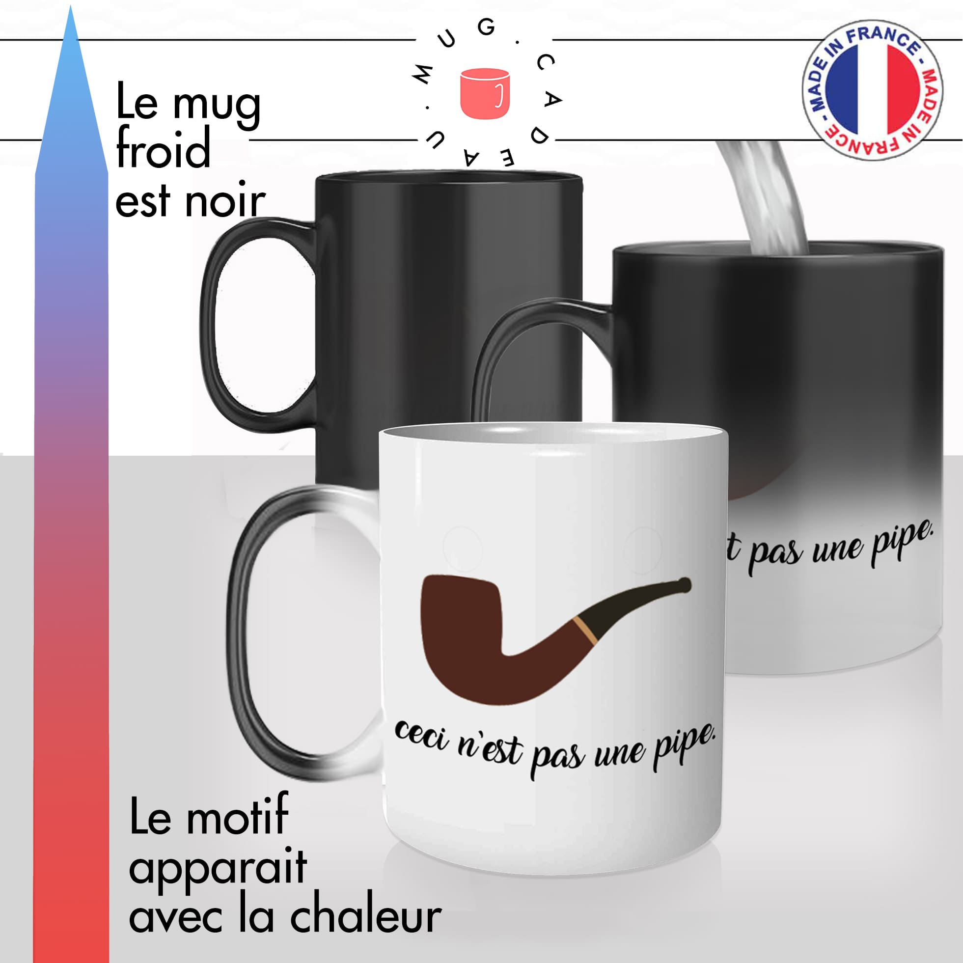 Idée Cadeau Mugs Thé Café Tasse personnalisée Mug Tableau Pipe de Magritte 