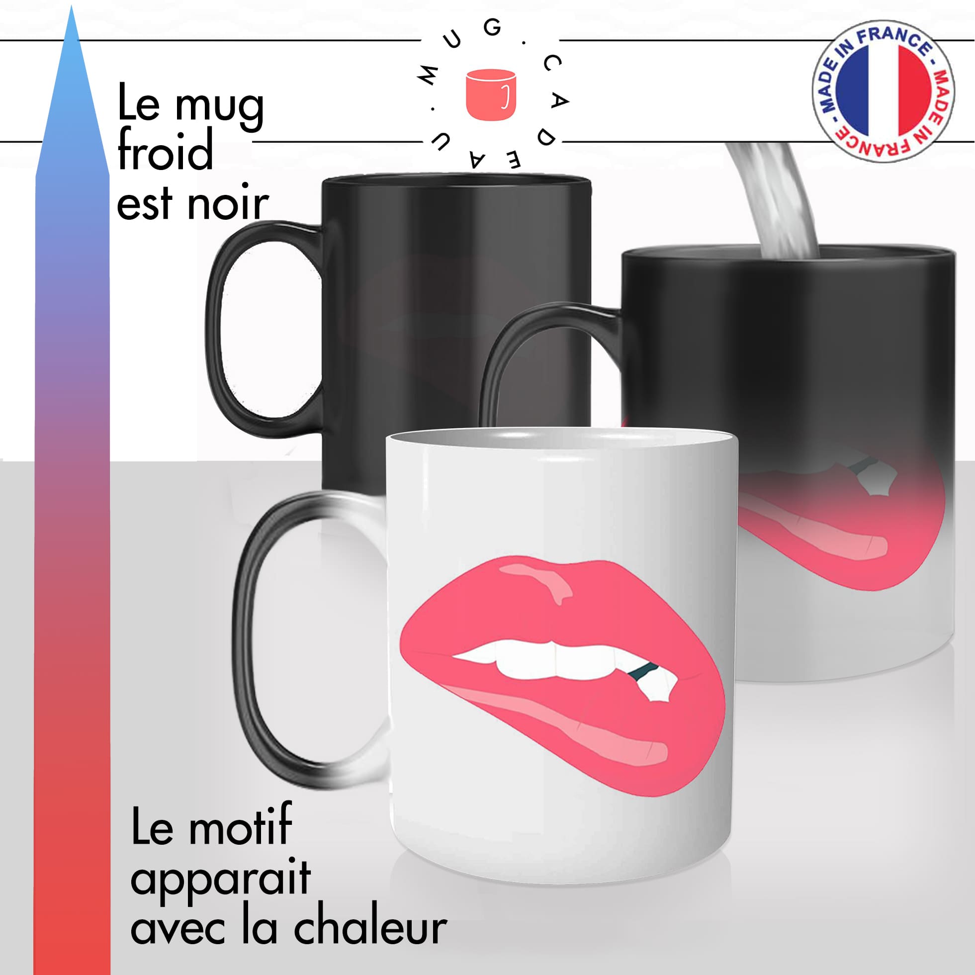 mug magique thermoreactif thermochauffant personnalisé art artiste peintre dessin moderne bouche femme sexy gloss idée cadeau fun