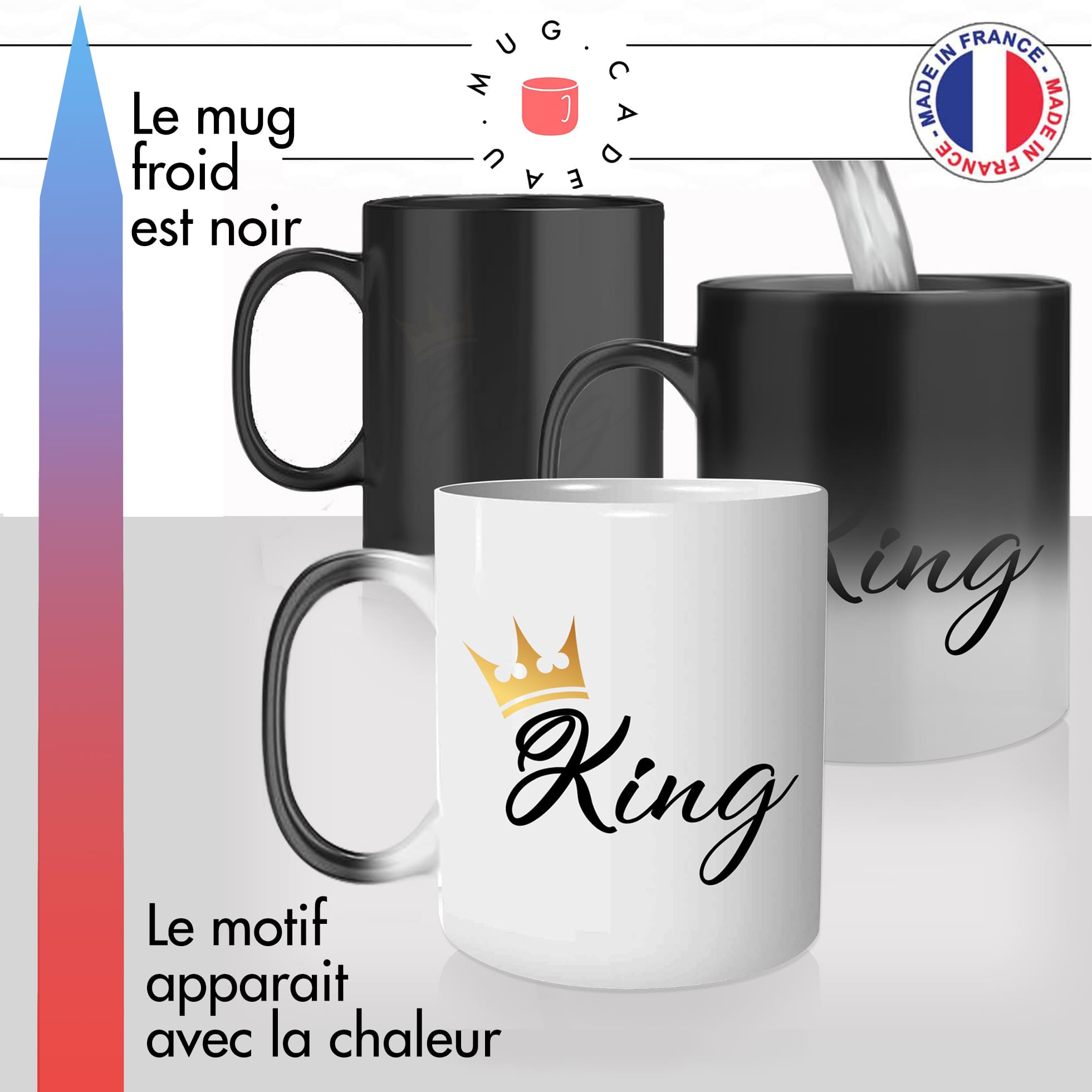 mug magique thermoreactif thermochauffant personnalisé king roi homme couple prince couronne idée cadeau fun