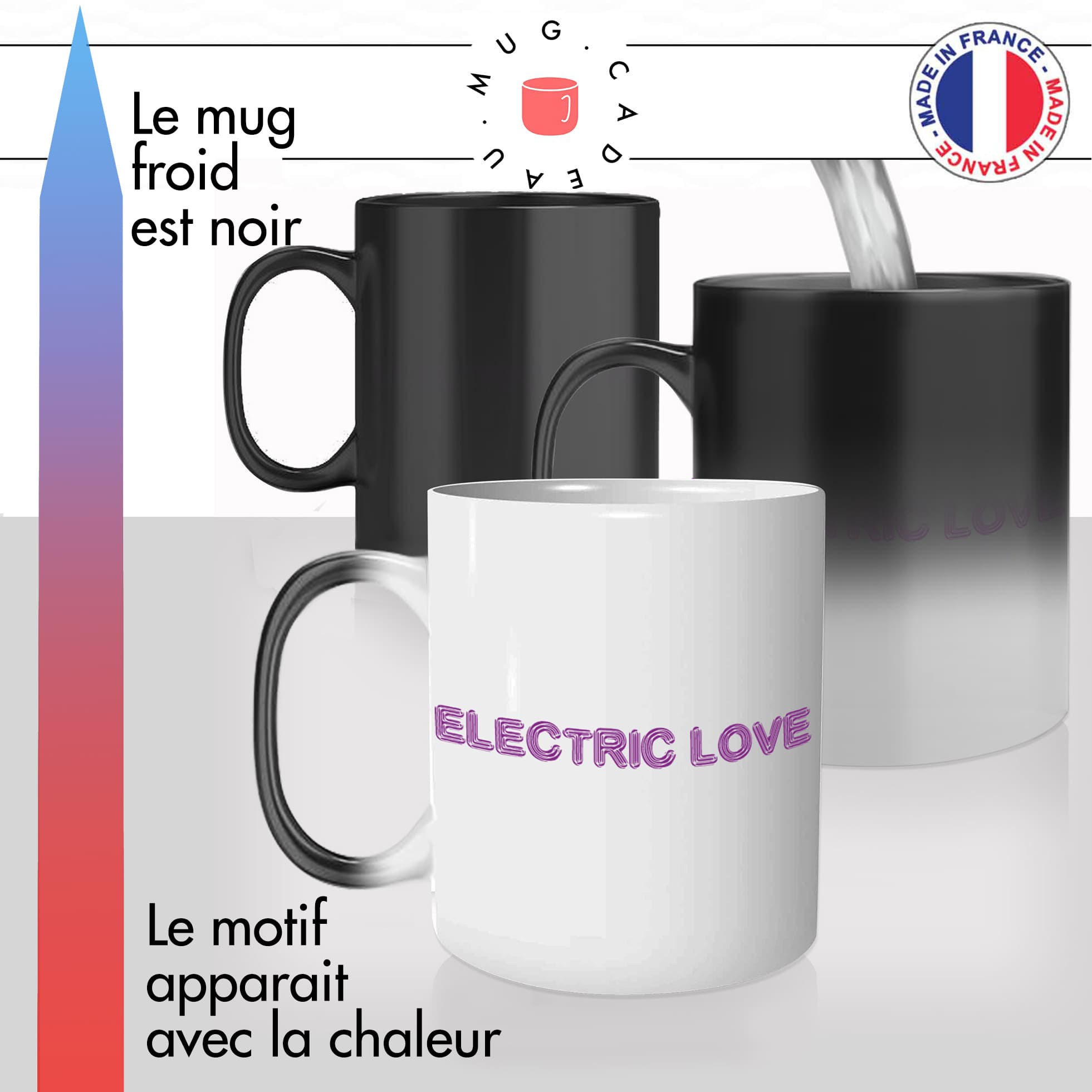 mug magique thermoreactif thermochauffant personnalisé couple celibataire electric love amour idée cadeau fun