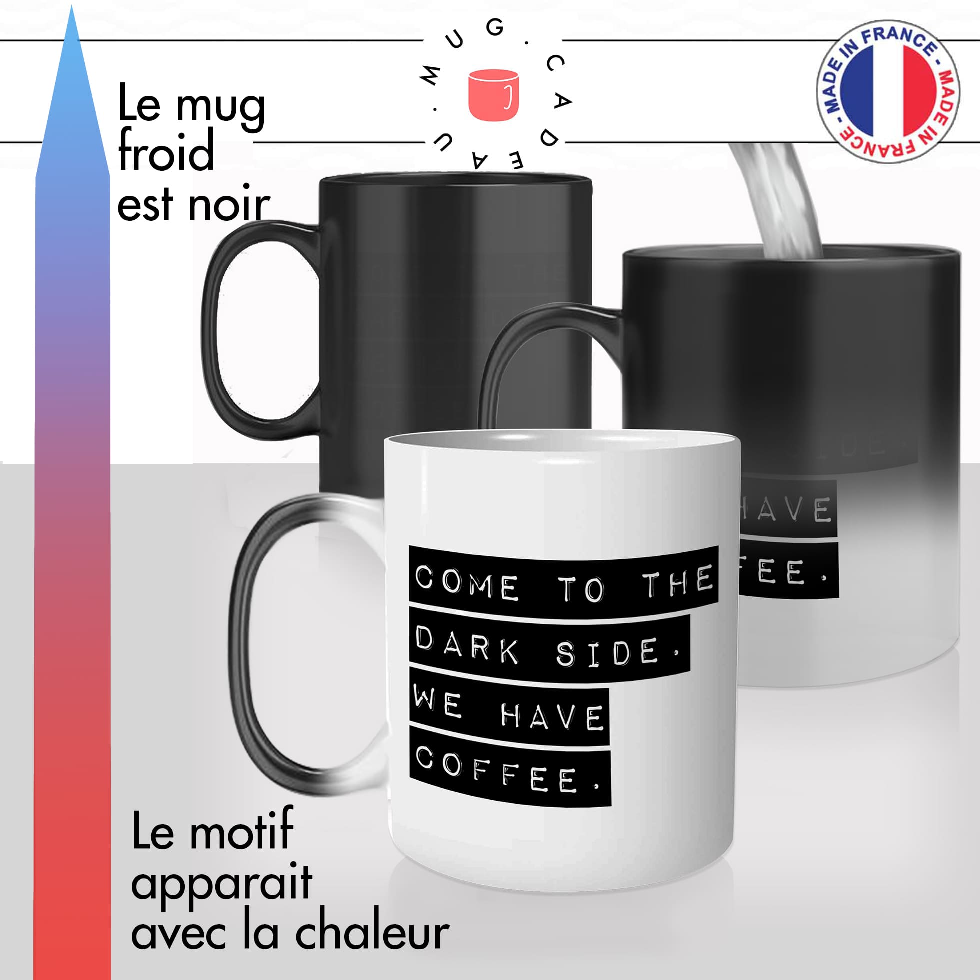 mug magique thermoreactif thermochauffant personnalisé dark side coffee café idée cadeau fun