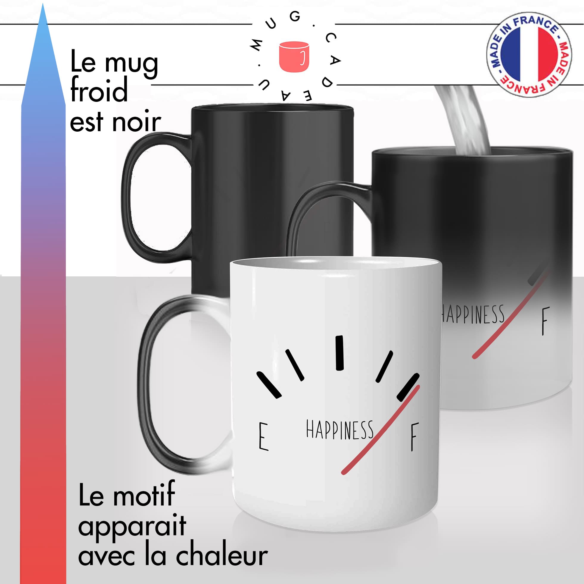 mug magique thermoréactif thermo chauffant citation bonheur positive happy happiness personnalisable idée cadeau fun cool original