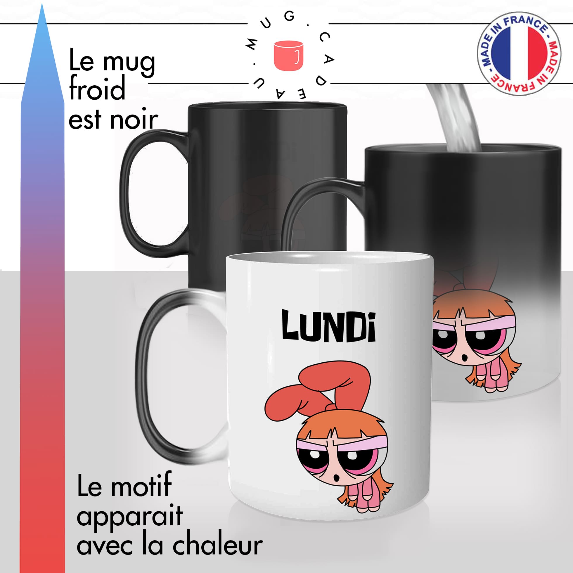 mug magique thermoréactif thermo chauffant lundi fatigué pas envie flemme travail collegue dessin animé idée cadeau fun cool original