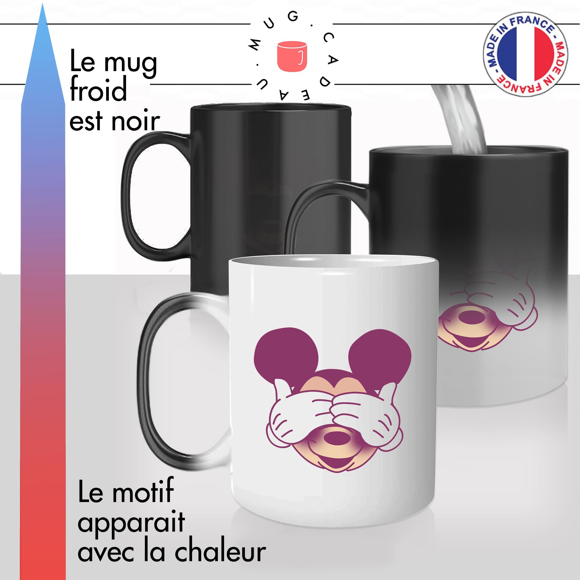 mug magique thermoréactif thermo chauffant dessin animé sourie souris mouse  idée cadeau personnalisé fun