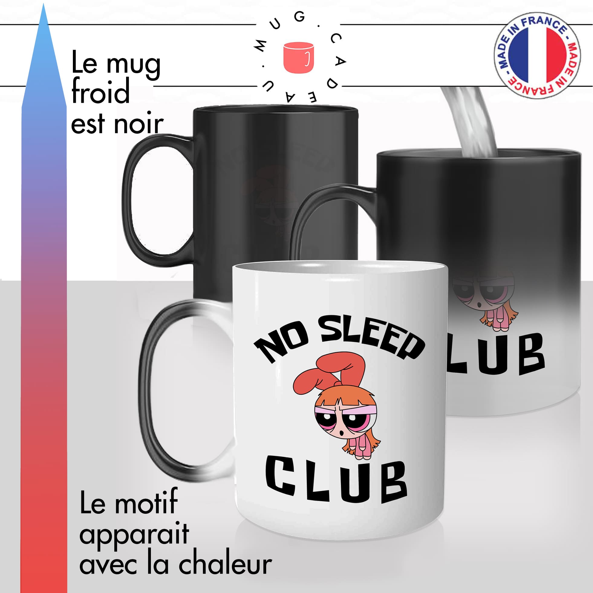 mug magique thermoréactif thermo chauffant fatiguée no sleep club insomniac maman enfants nana dessin animé idée cadeau fun cool original