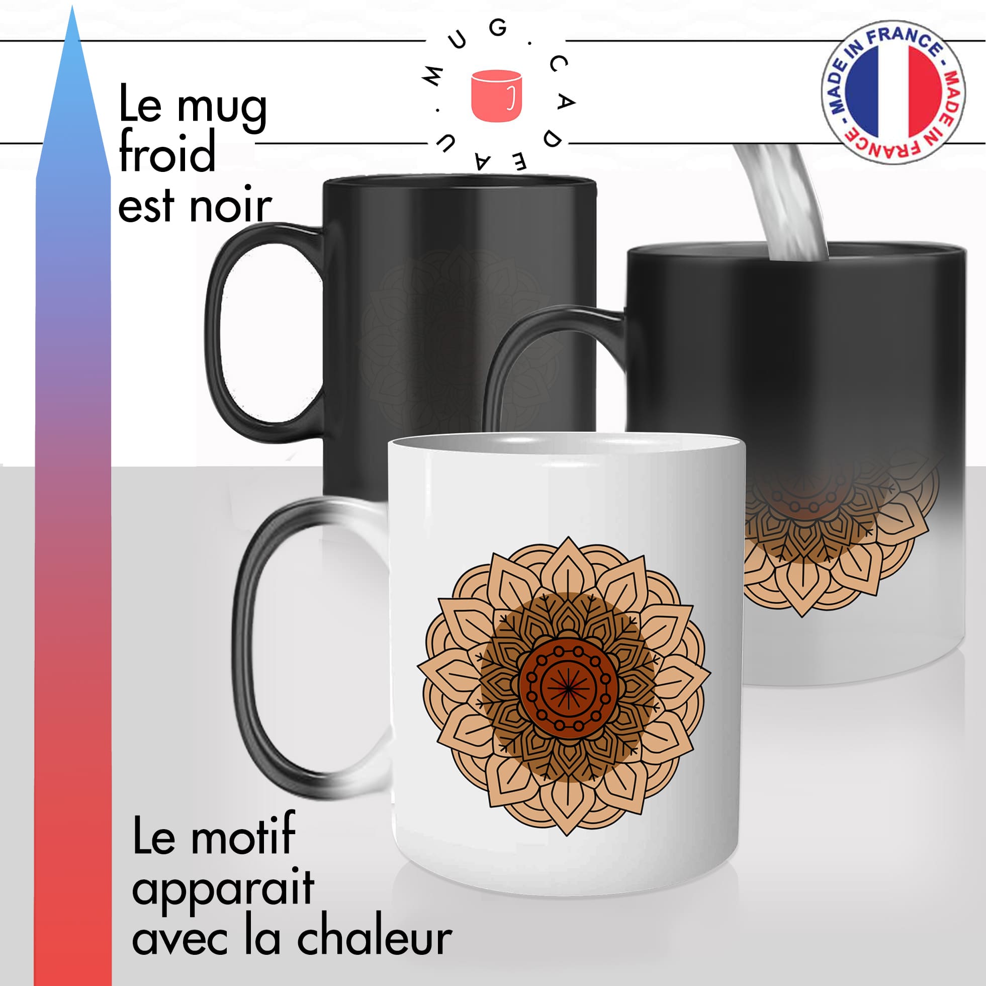 mug magique thermoréactif thermo chauffant personnalisé dessin fleur mandala couleurs personnalisable idée cadeau fun original
