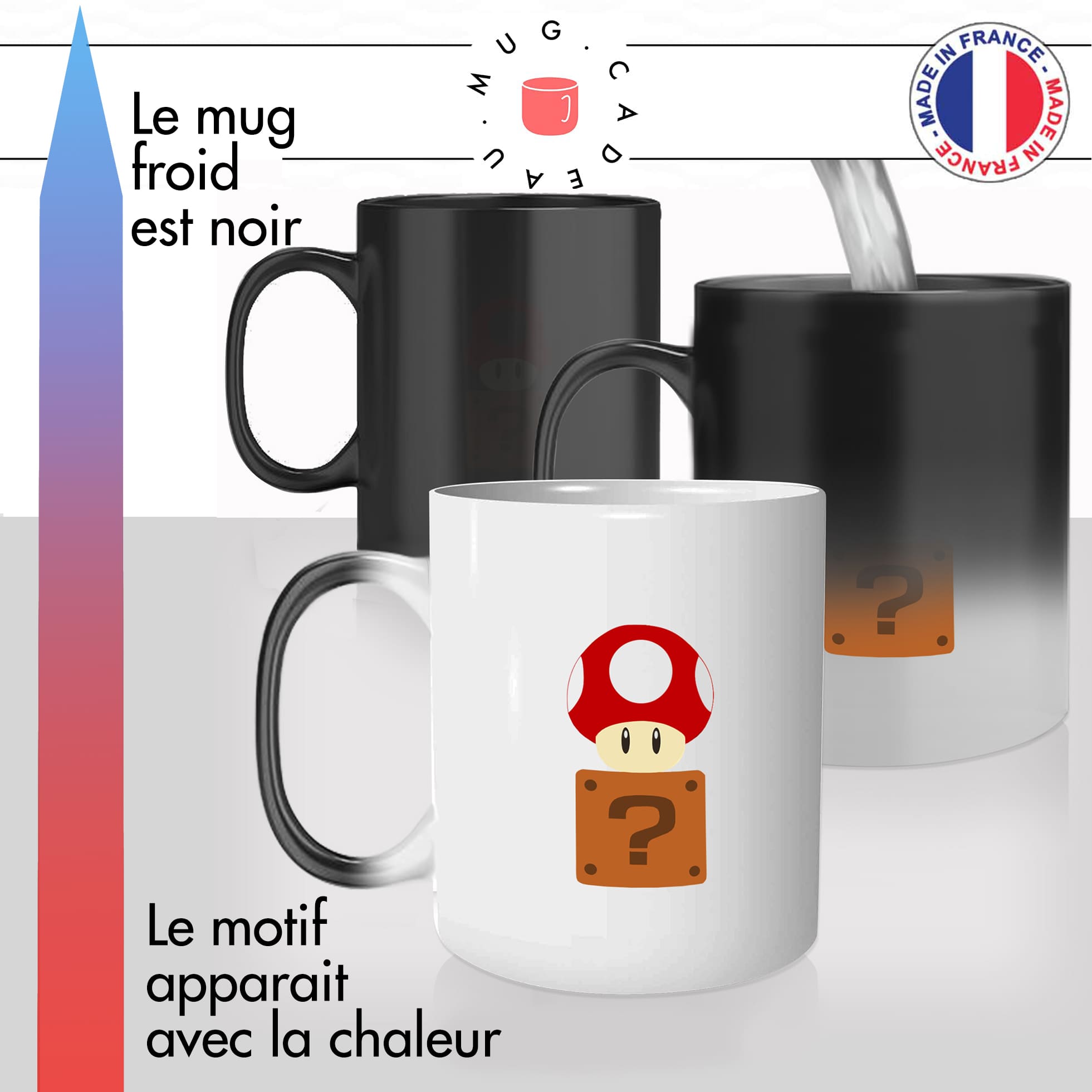 mug magique thermoréactif thermo chauffant personnalisé champignon jeux video gamer console idée cadeau fun original