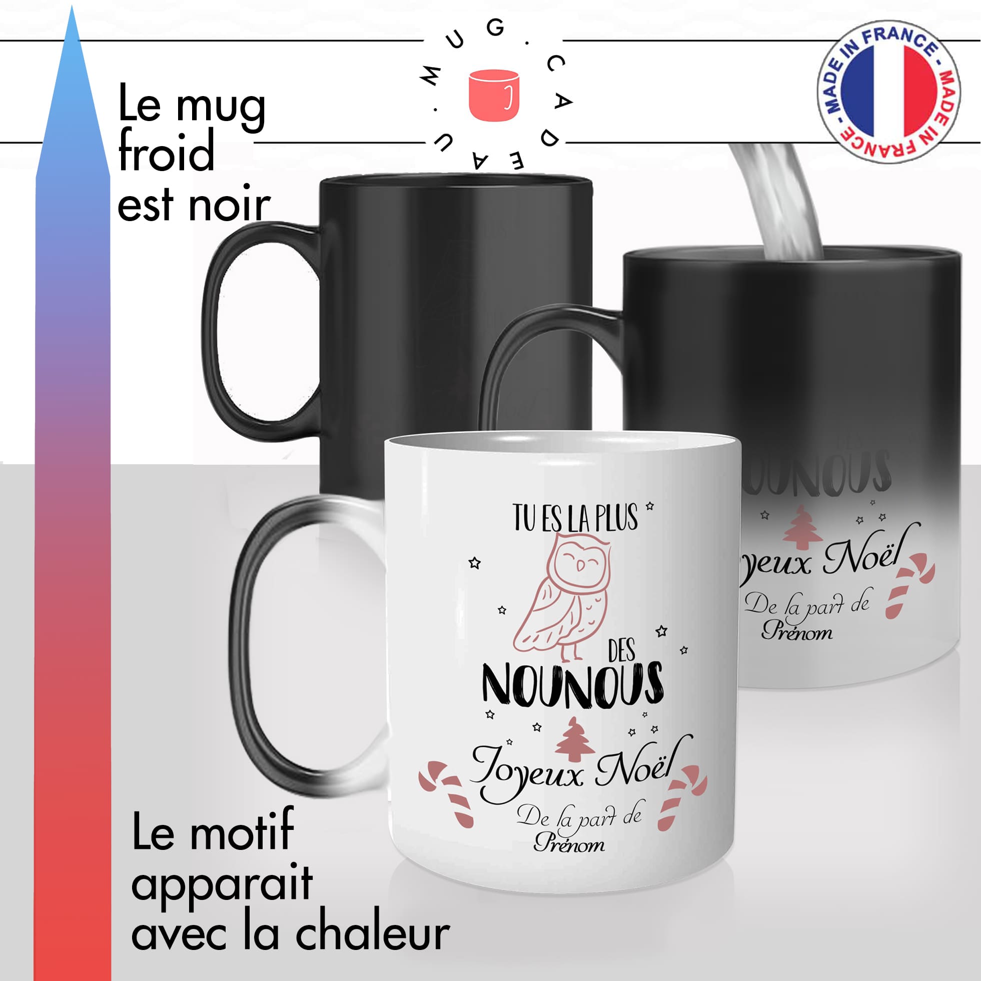 Mug Chouette Nounou Noel - Par Métiers/Nounou - Mug-Cadeau