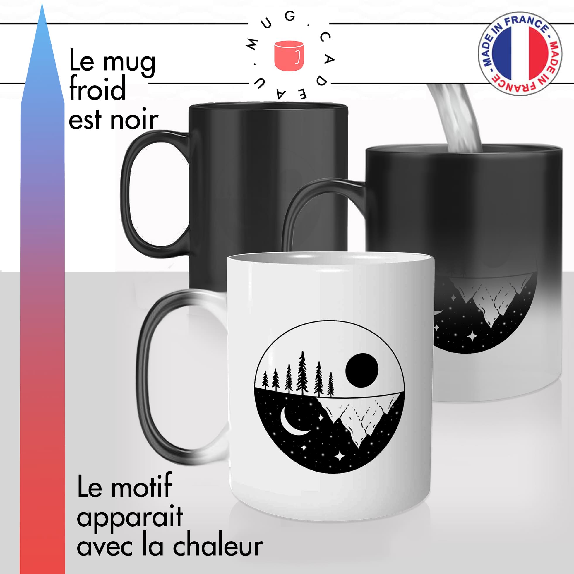 mug magique thermoréactif thermo chauffant personnalisé montagne foret paysage dessin desert mignon idée cadeau original fun