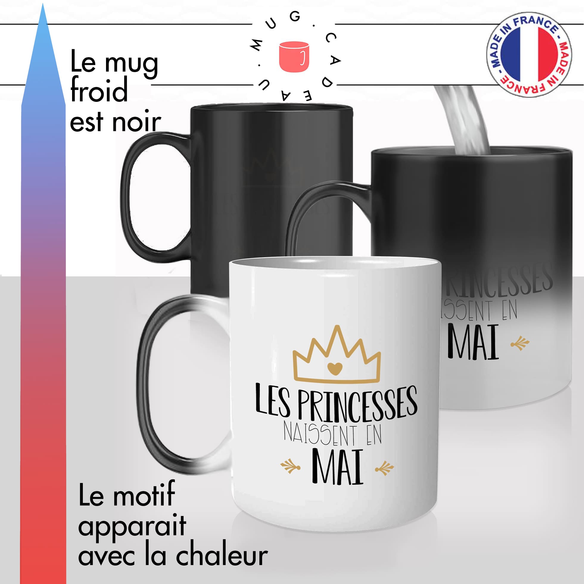 mug magique thermoréactif thermo chauffant personnalisé anniversaire mois de naissance les princesses naissen en personnalisable cadeau original