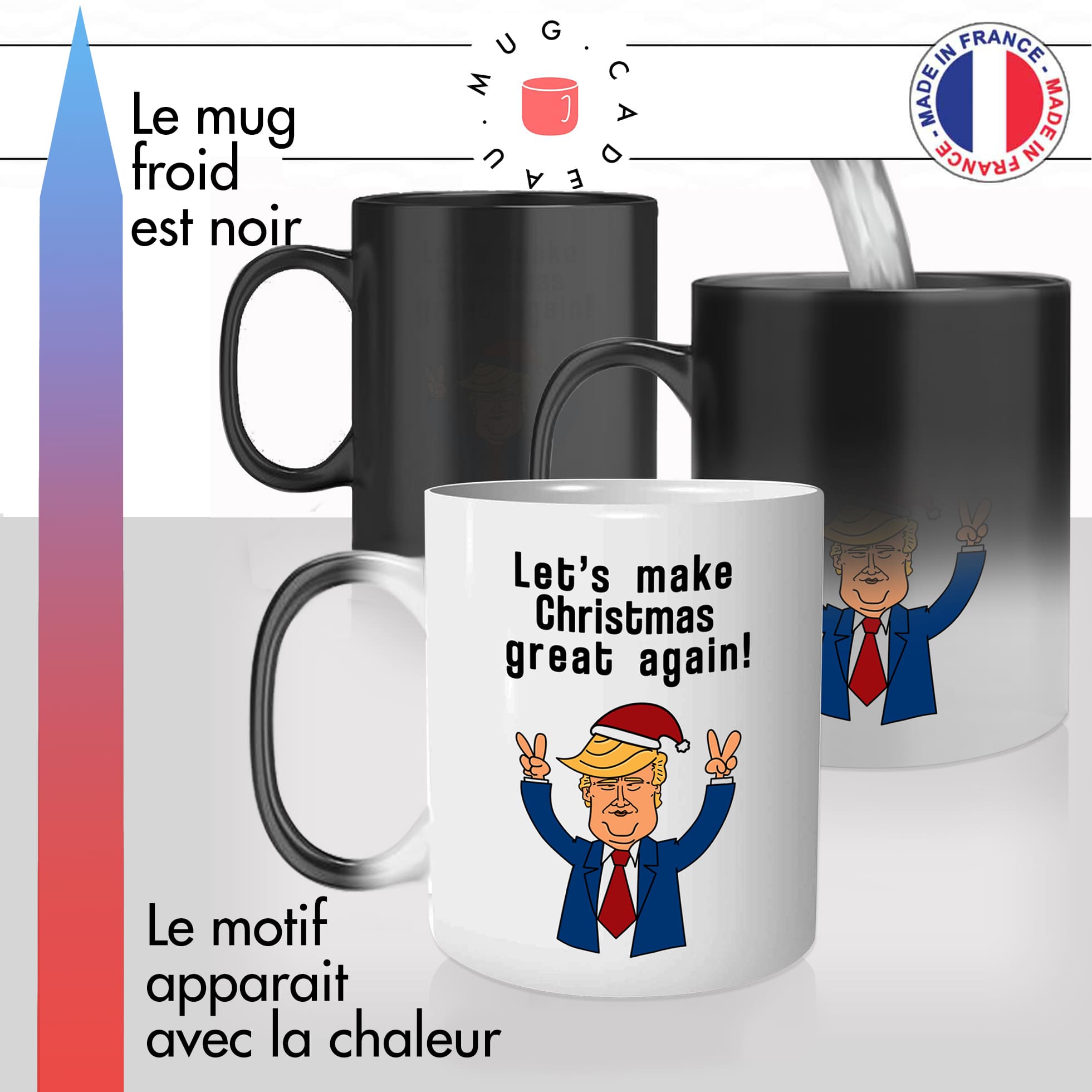 mug magique thermoréactif thermo chauffant personnalisé noel donald trump lets make christmas great agian politique americaine offrir idée cadeau