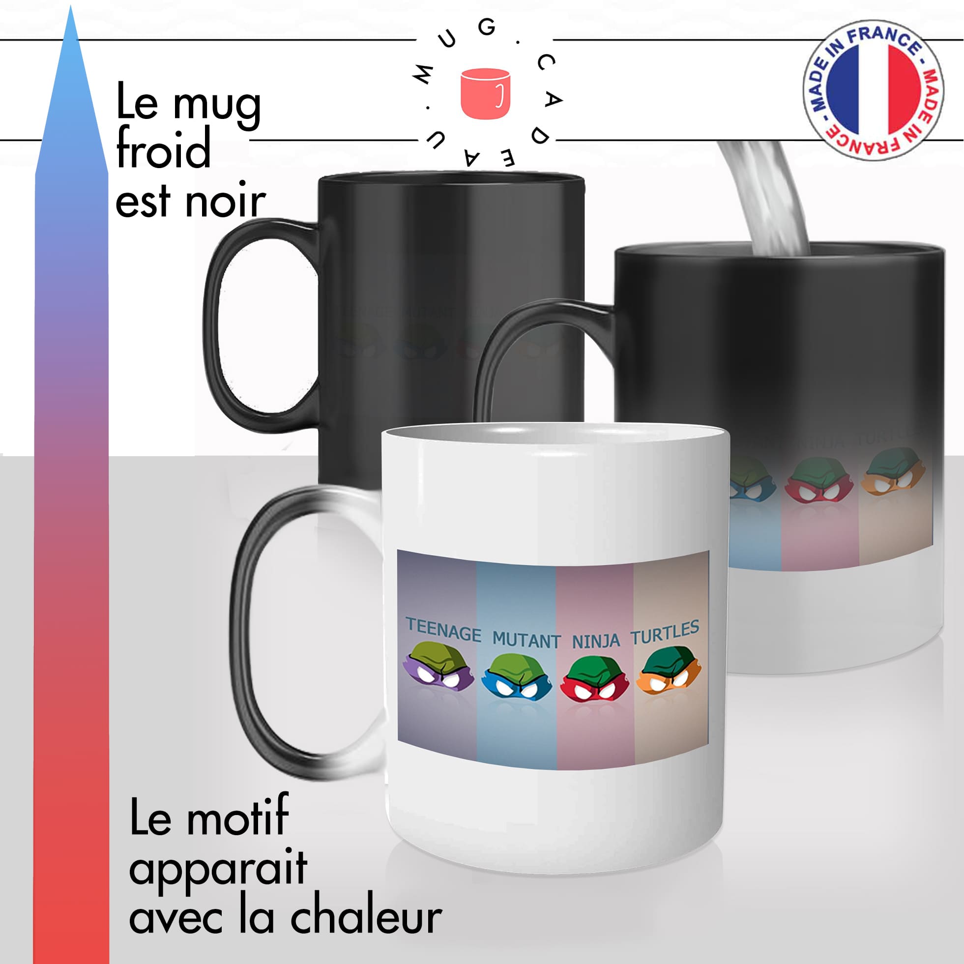 mug magique thermoréactif thermo chauffant personnalisé super heros tortues ninja pizza italiens fan fun idée cadeau original
