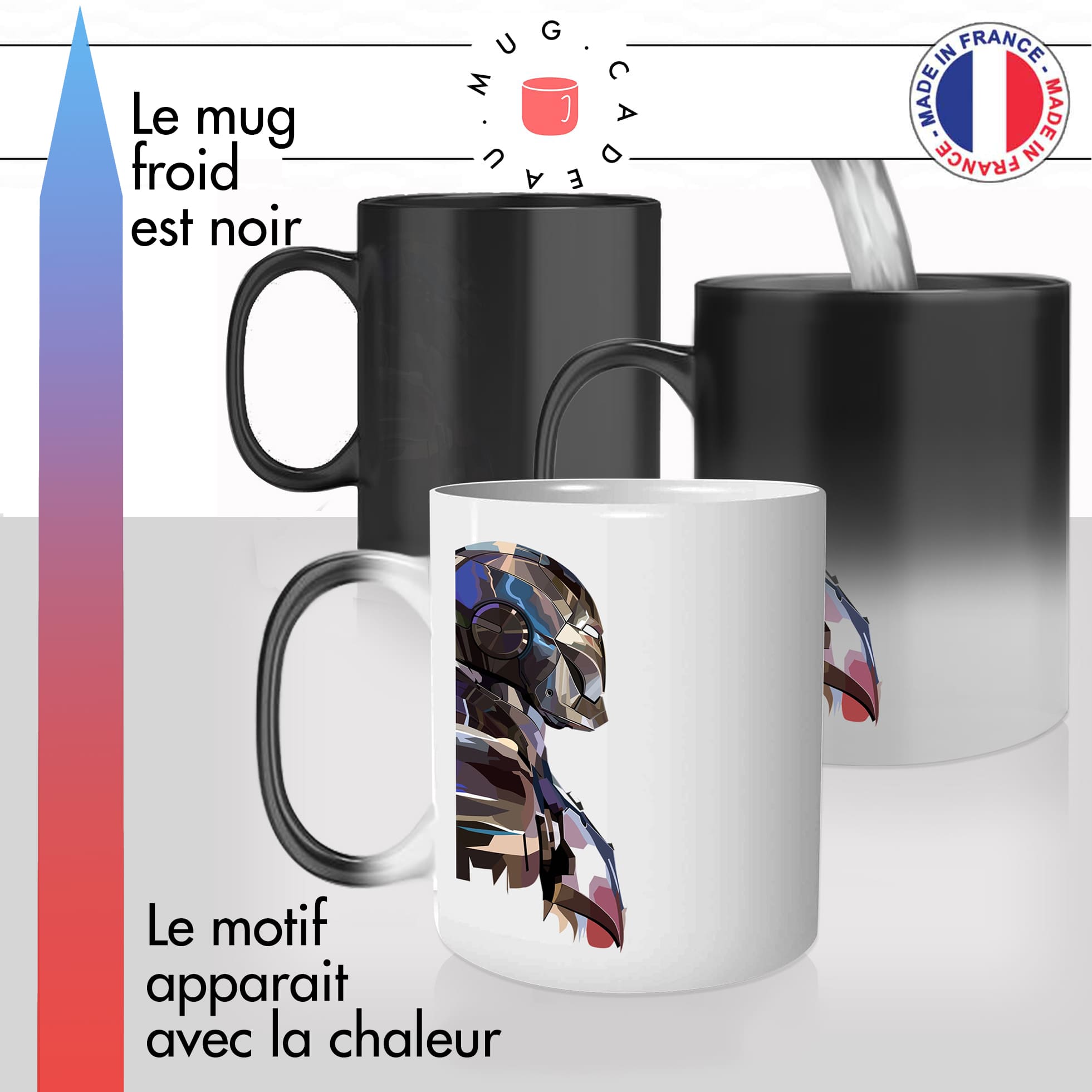 mug magique thermoréactif thermo chauffant personnalisé robot super heros metal technologie offrir idée cadeau original