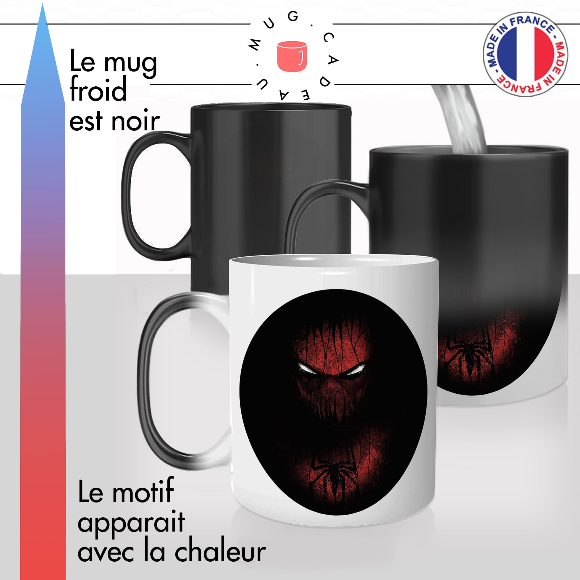 mug magique thermoréactif thermo chauffant personnalisé super heros comics mechant spider man homme araignée idée cadeau original