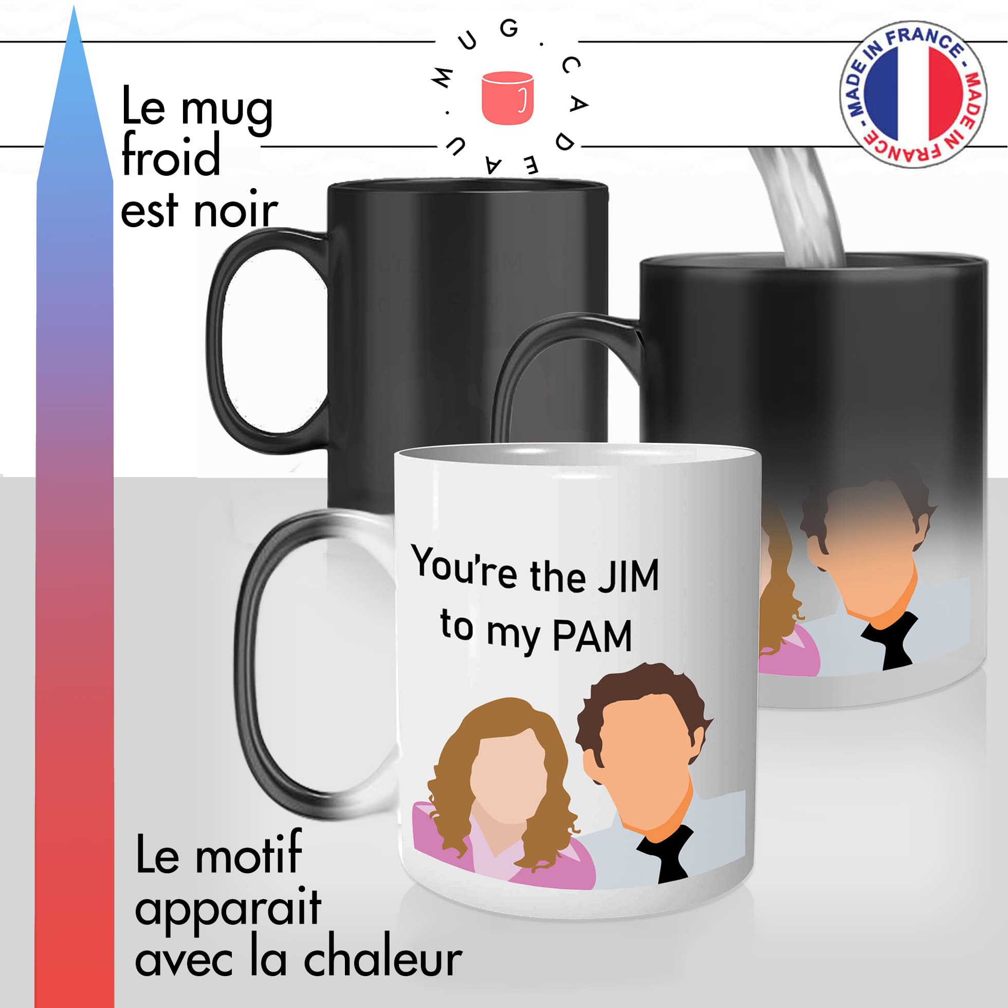 mug magique thermoréactif thermo chauffant personnalisé the office the jim to my pam couple amour idée cadeau original