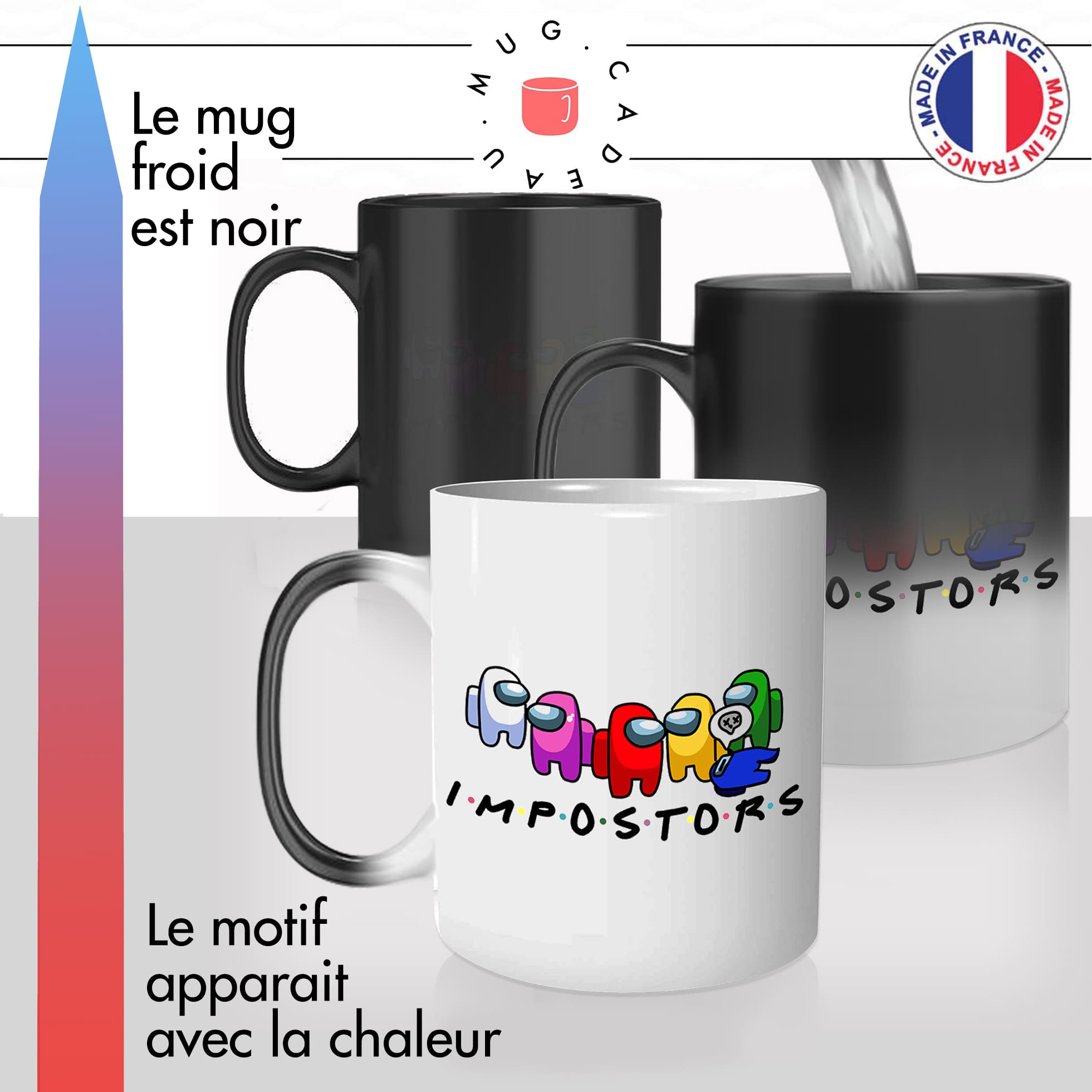 mug magique thermoréactif thermo chauffant personnalisé imposteurs friends jeux video menteur killer astronautes among idée cadeau original