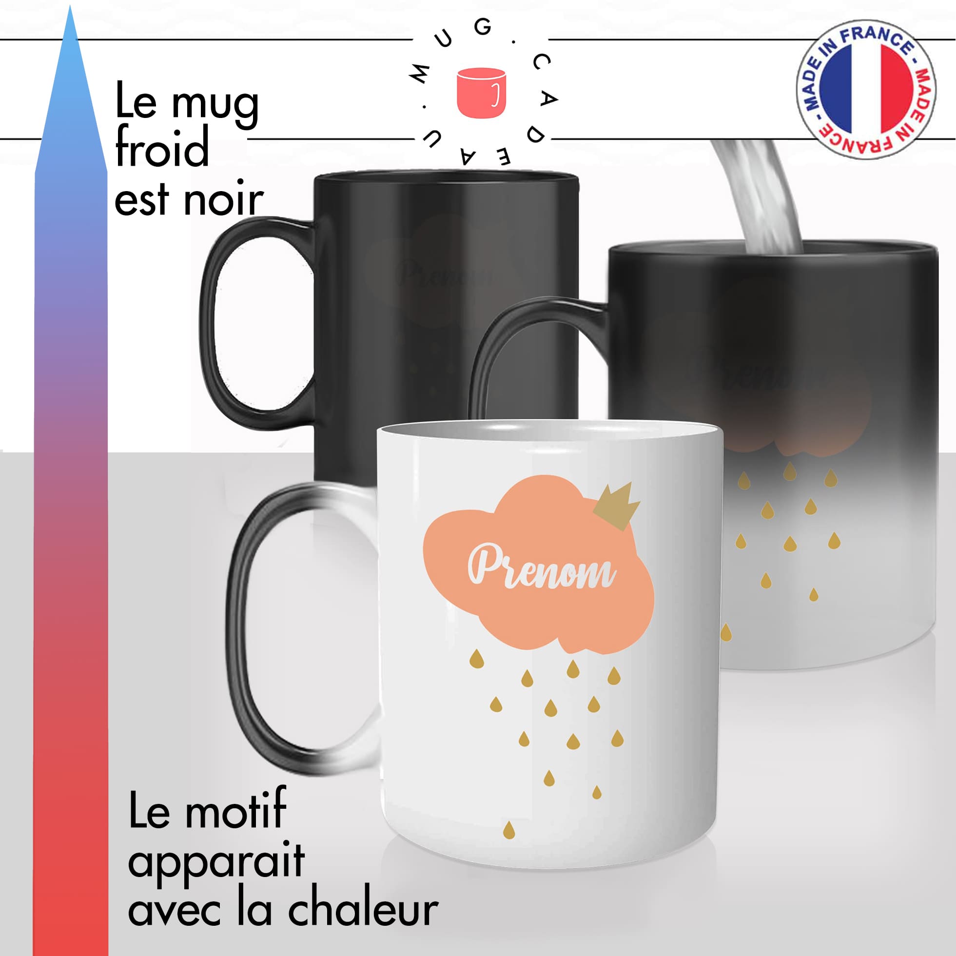 mug magique thermoréactif thermo chauffant personnalisé petit nuage rose princesse pour enfant prenom personnalisable idée cadeau original