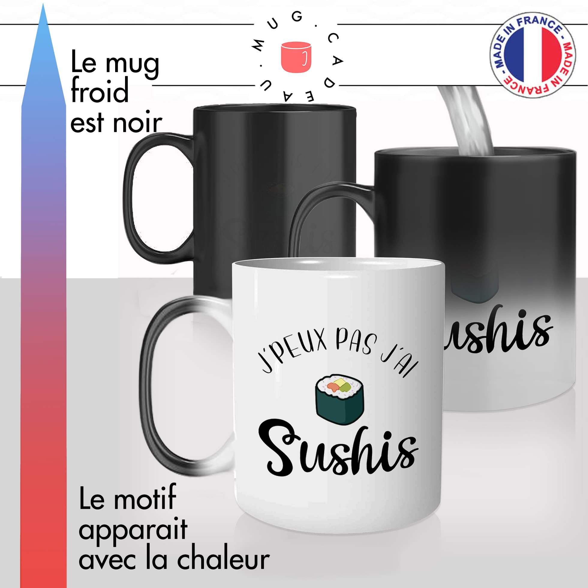 mug magique thermoréactif thermo chauffant personnalisé je peux pas jai sushis sashimi nigiri fun idée cadeau original