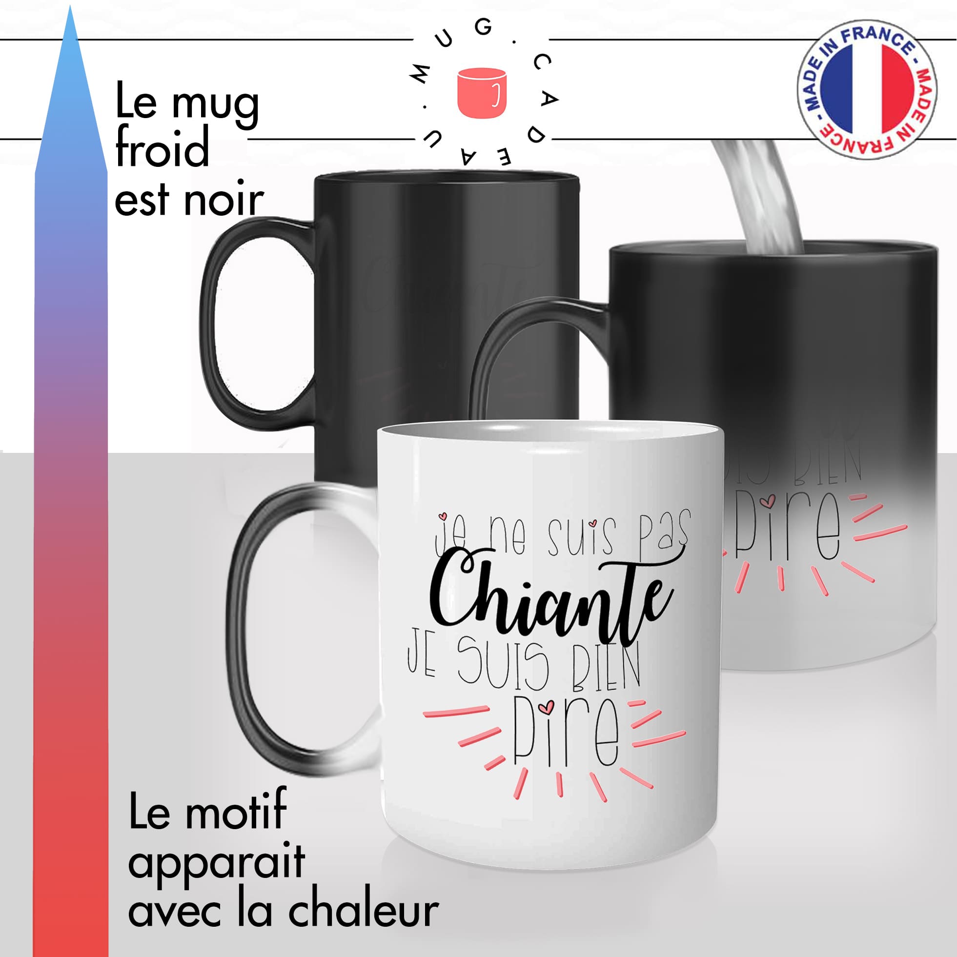 mug magique thermoréactif thermo chauffant personnalisé je ne suis pas chiante je susi bien pire défaut caractère femme idée cadeau fun original