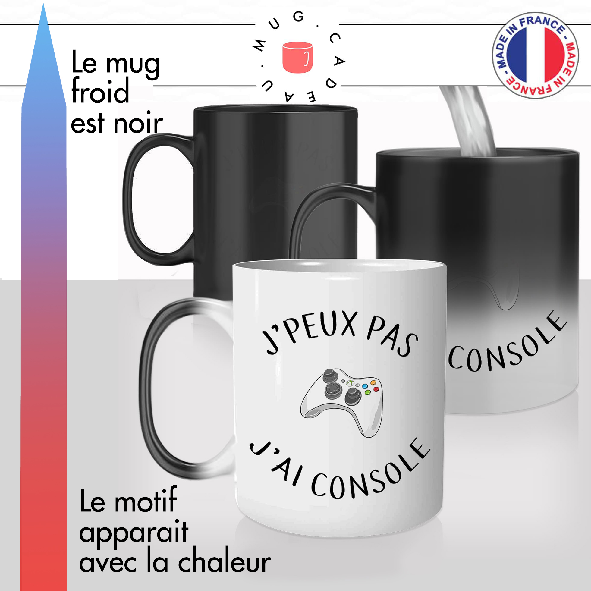 mug magique thermoréactif thermo chauffant personnalisé je peux pas jai console gamer jeux video manette idée cadeau fun original