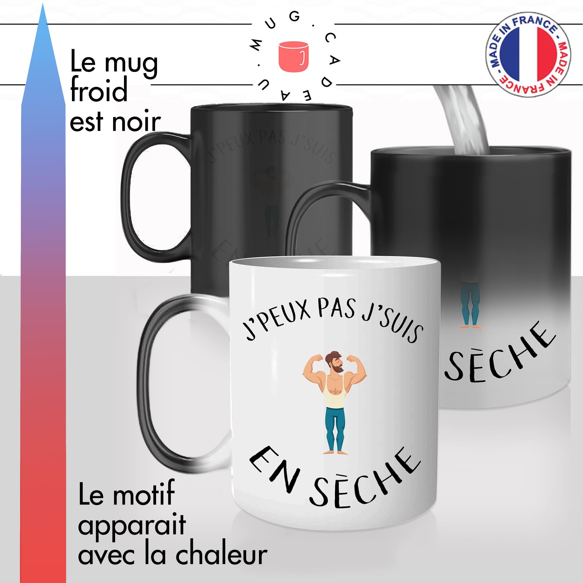 mug magique thermoréactif thermo chauffant personnalisé jpeux pas jsuis en sèche musculation salle de sport idée cadeau fun original