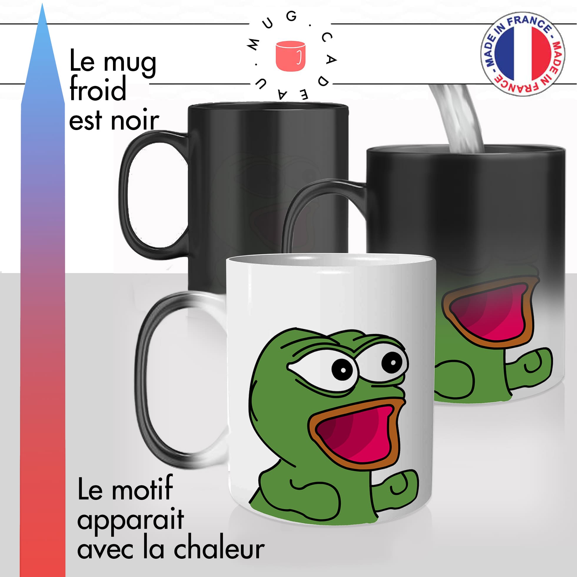 mug magique thermoréactif thermo chauffant personnalisé meme pepe frog content mignon happy geek drole idée cadeau fun original