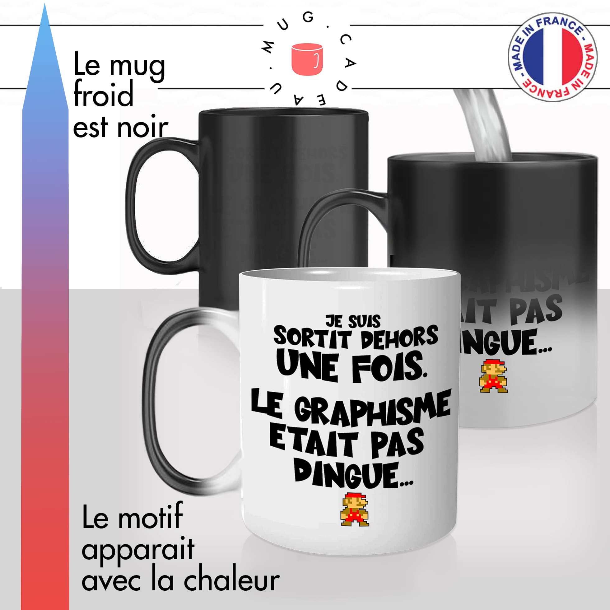 mug magique thermoréactif thermo chauffant personnalisé gamer jeux video accros passion graphisme pixels idée cadeau fun original