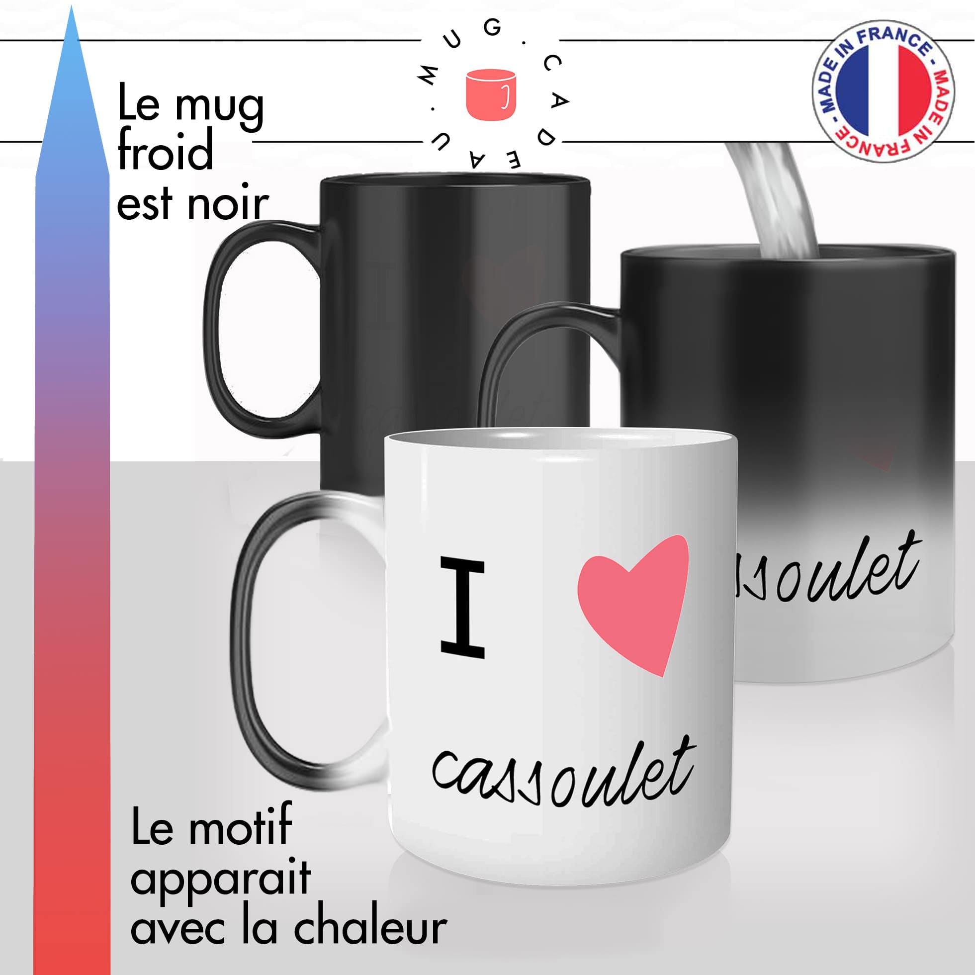 mug magique thermoréactif thermo chauffant personnalisé gastronomie francaise cassoulet plat cuisine france idée cadeau fun original
