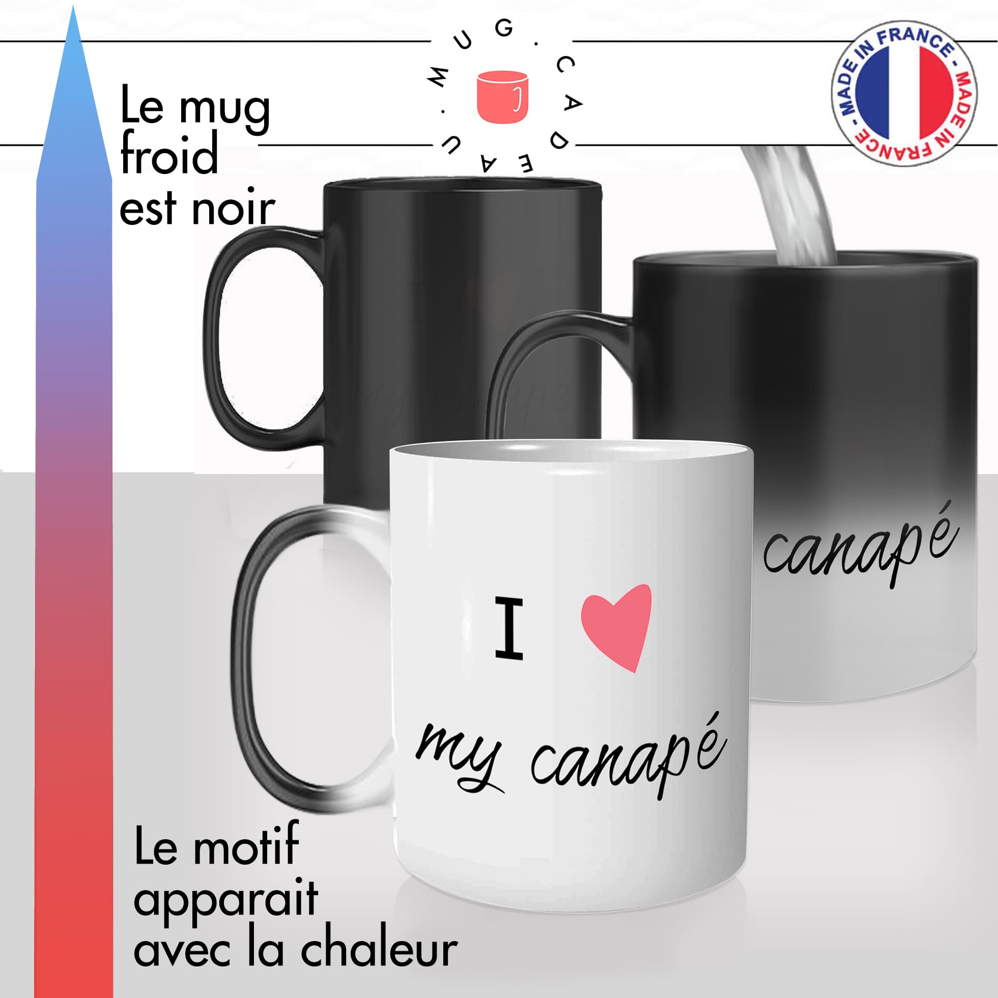 mug magique thermoréactif thermo chauffant personnalisé i love mon canapé flemme sieste jaime idée cadeau fun original