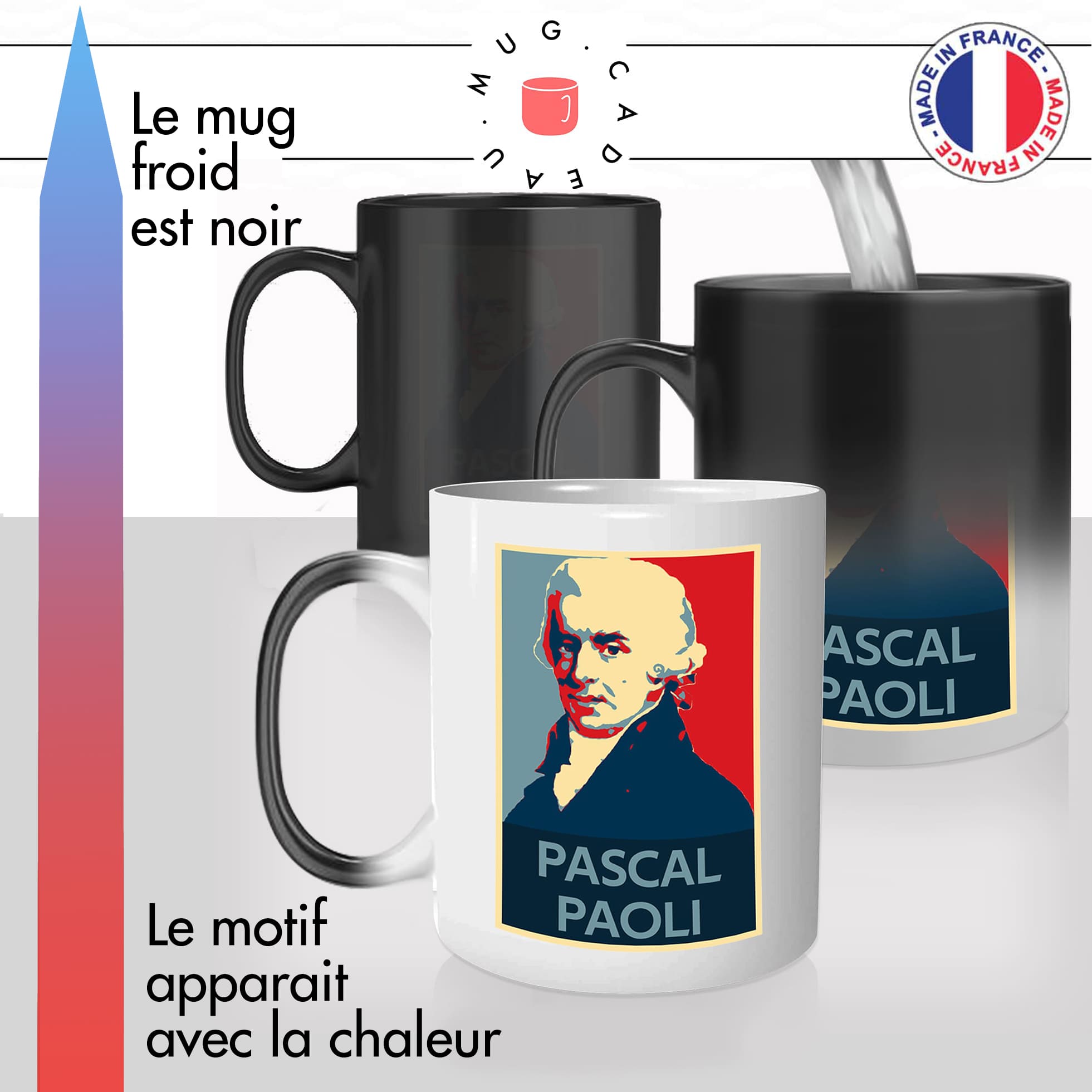 mug magique thermoréactif thermo chauffant personnalisé propagande pascal paoli histoire de corse homme francaise france idée cadeau