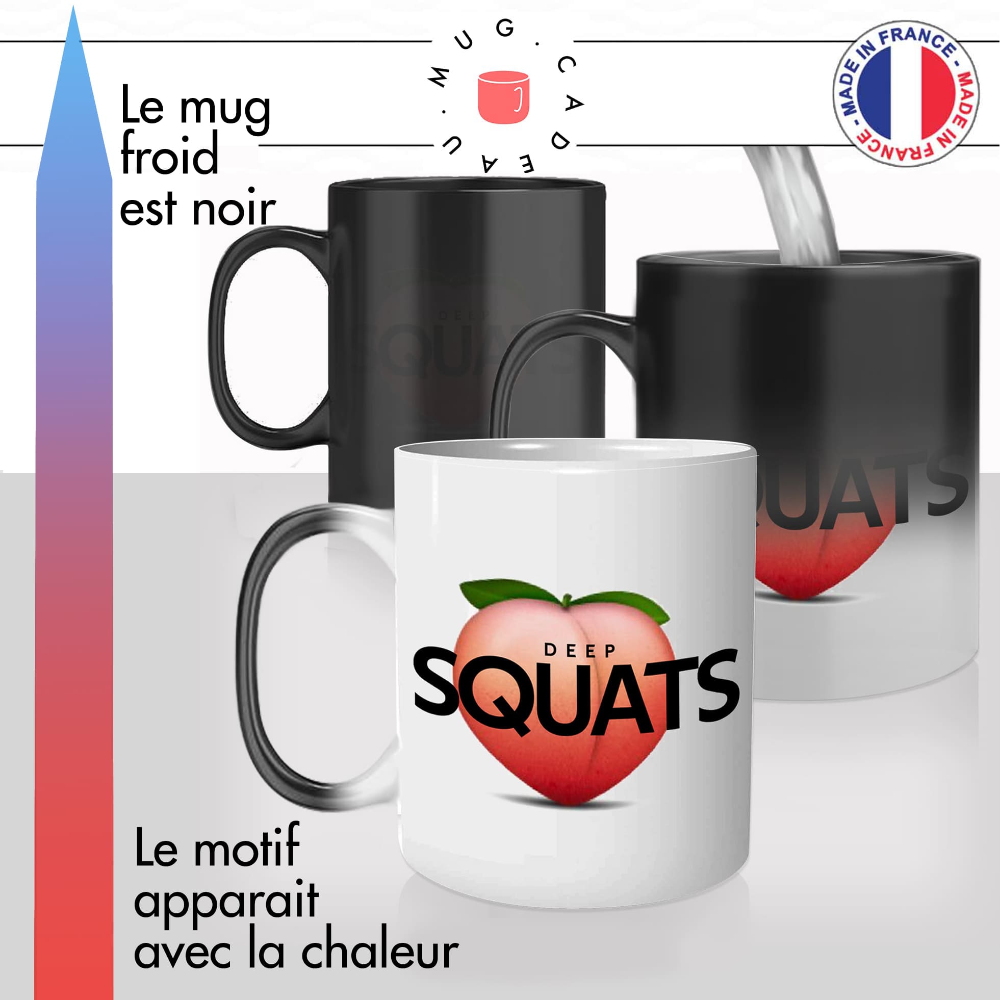 mug magique thermoréactif thermo chauffant personnalisé salle de sport deep squat fessier fesses gros cul peach fitness insta idée cadeau fun