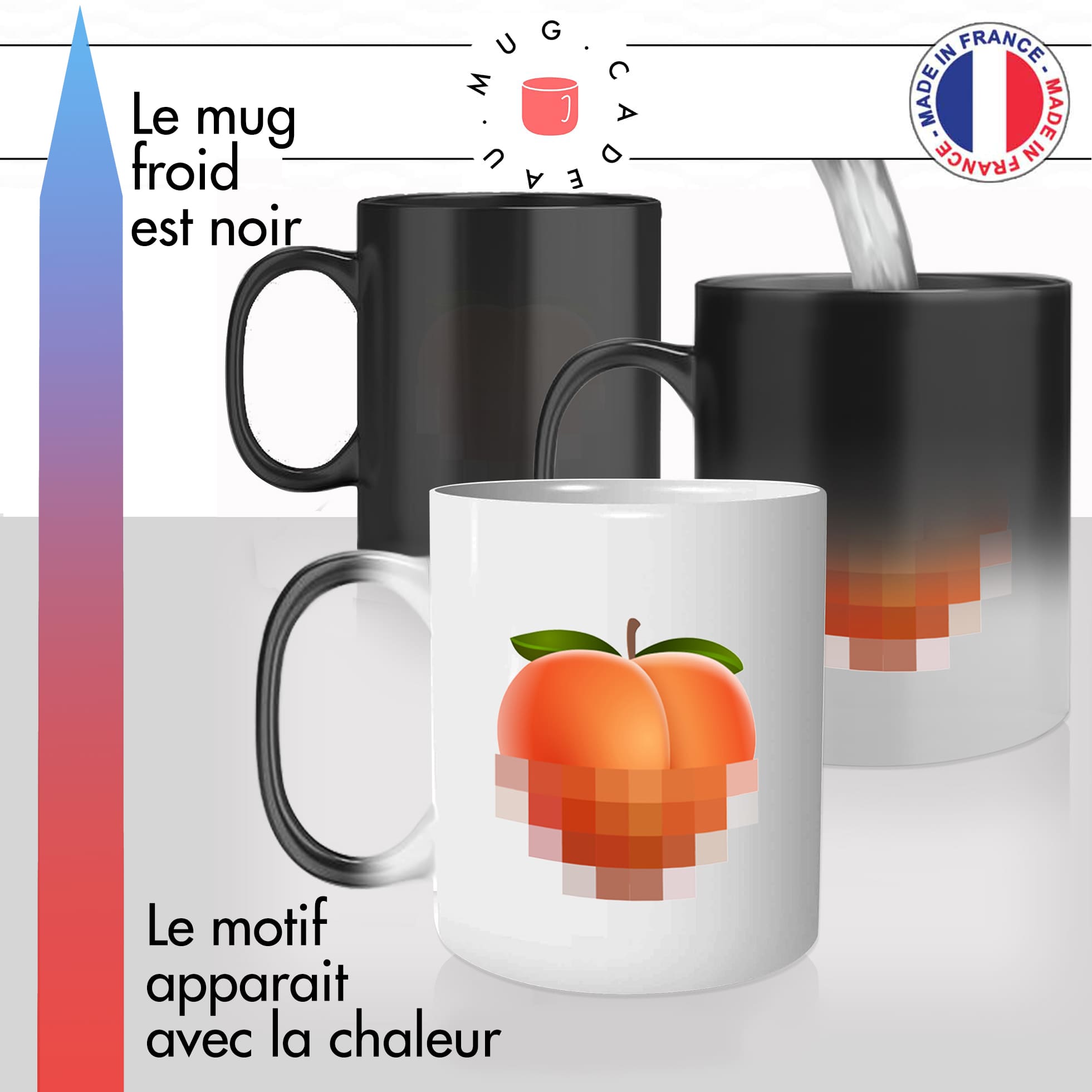 mug magique thermoréactif thermo chauffant personnalisé salle de sport fitness peach peche fesses cul sexy flouté sex idée cadeau original muscu