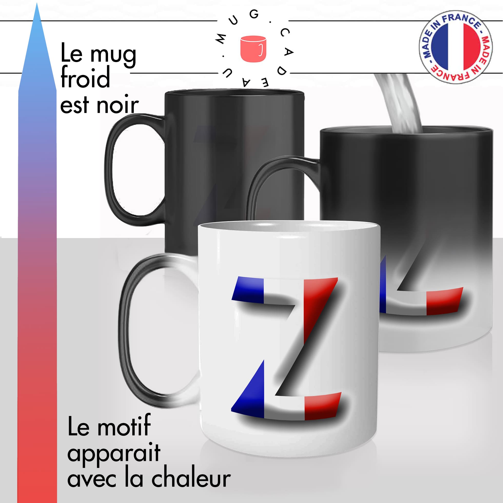 mug magique thermoréactif thermo chauffant personnalisé éléctions 2022 eric zemmour z drapeau francais president offrir patriote idée cadeau fun