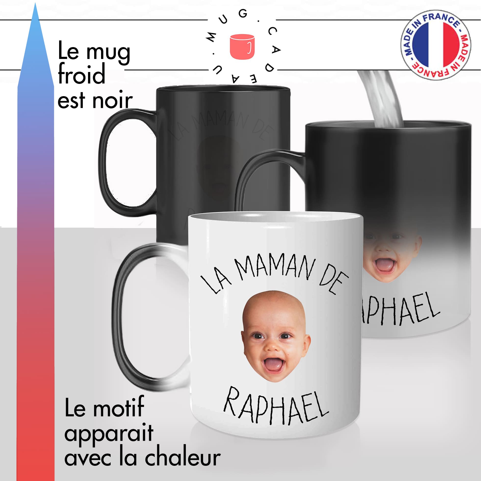 mug magique thermoréactif thermo chauffant personnalisé fete des mères pères papa maman bébé personnalisable naissance idée cadeau fun