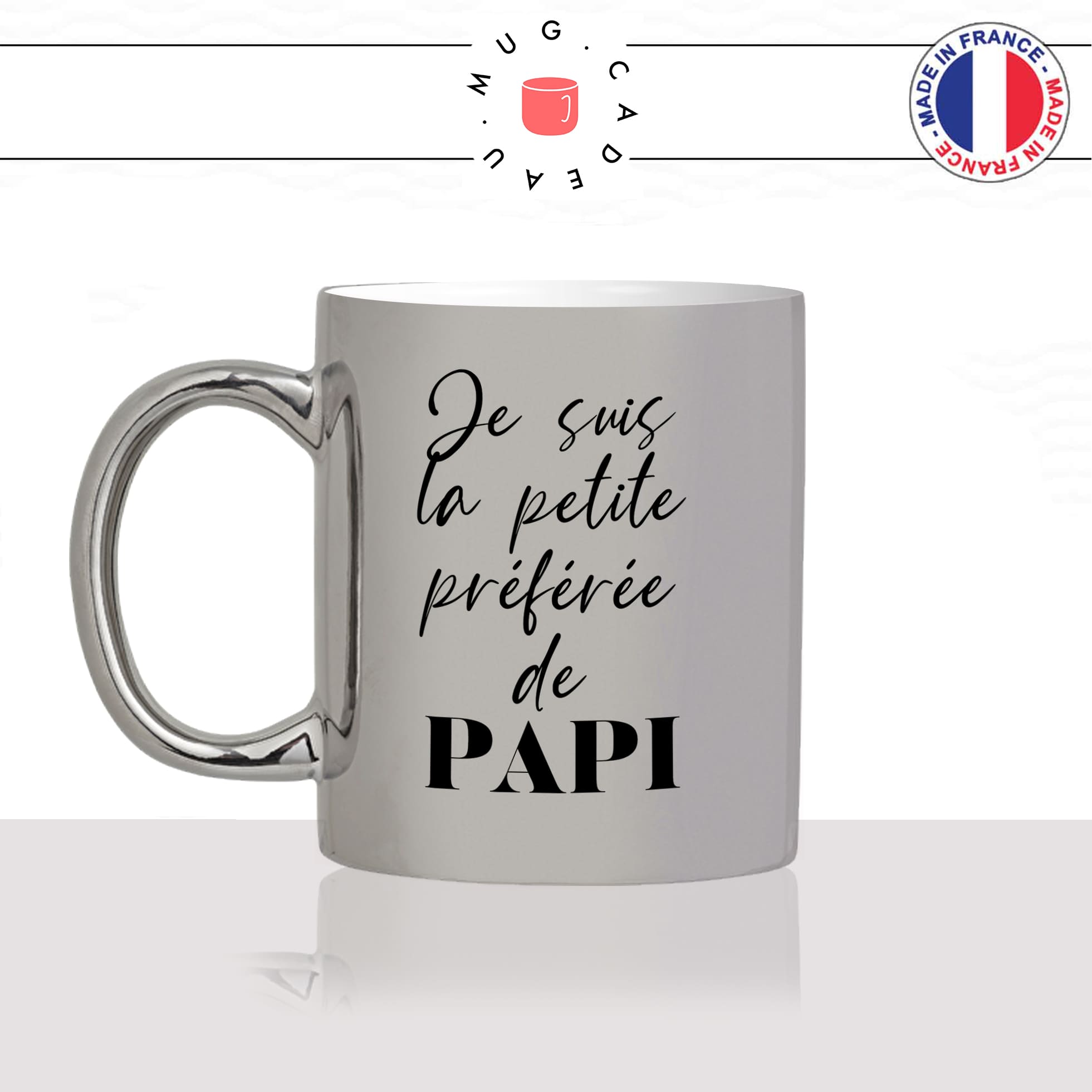 mug-tasse-argent-gris-brillant-cadeau-fille-la-petite-préférée-de-papi-grand-père-cadeau-petite-fille-humour-café-thé-personnalisé-personnalisable