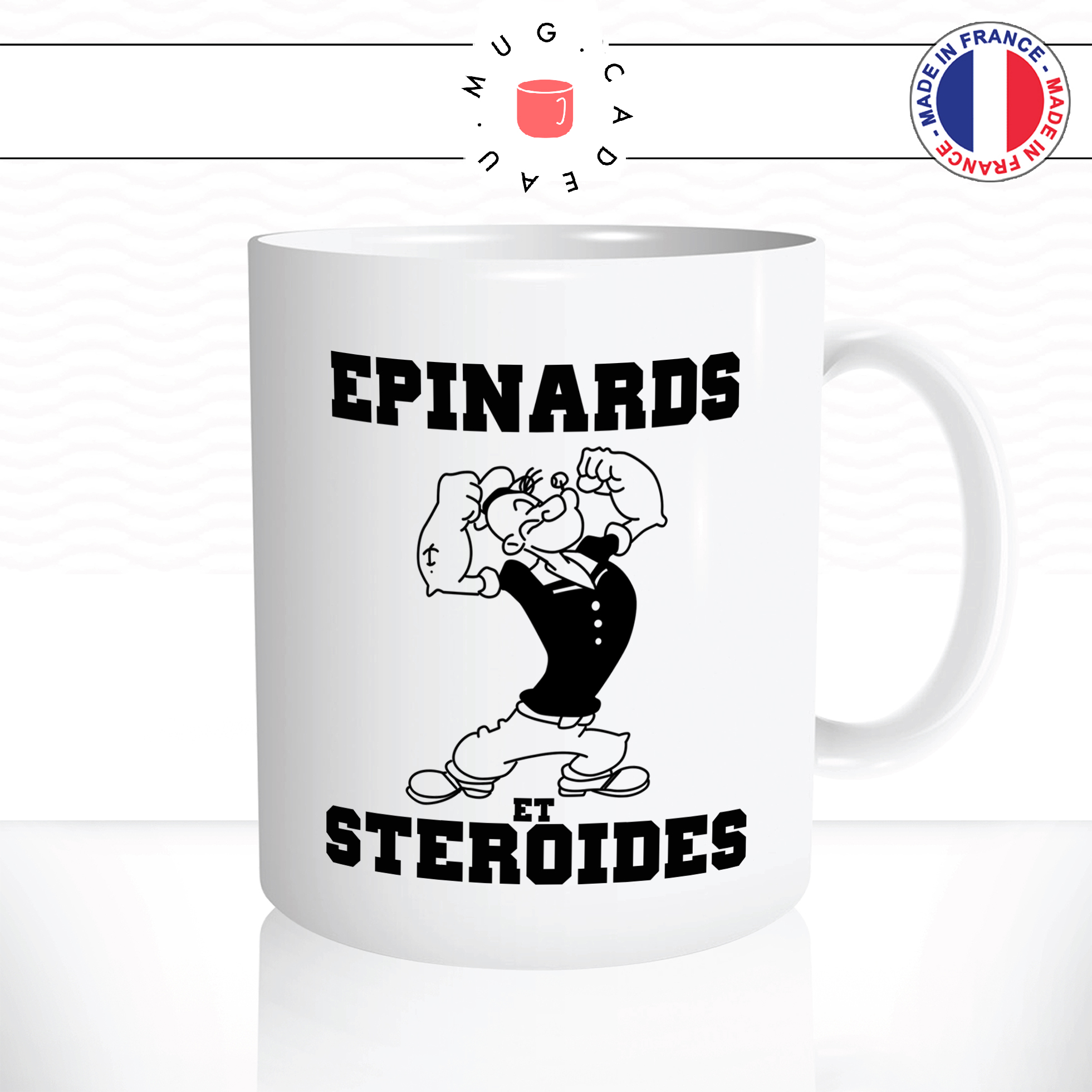mug-tasse-ref51-dessin-animé-popeye-noir-et-blanc-fort-muscle-muscu-musculation-ecriture-epinards-steroides-cafe-the-mugs-tasses-personnalise-anse-droite