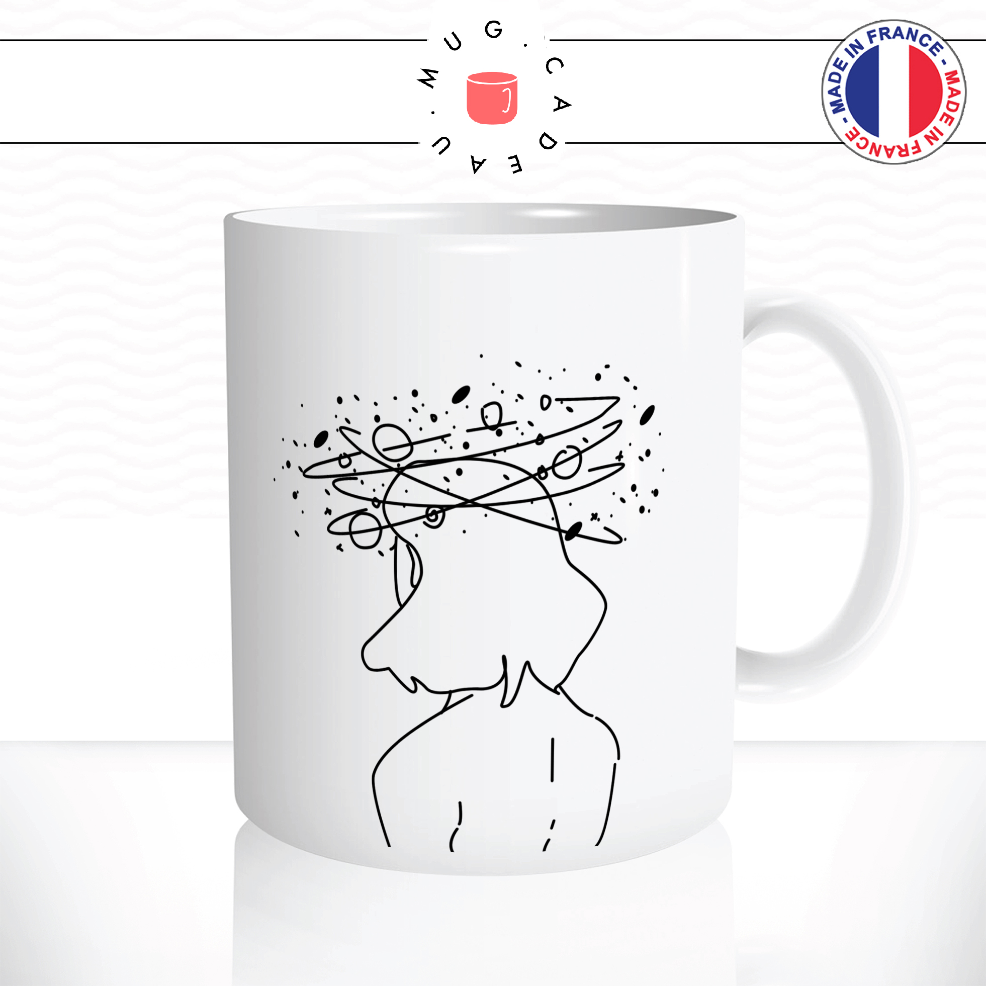 mug-tasse-ref17-espace-planetes-fille-dos-tourne-autour-tete-dessin-noir-cafe-the-mugs-tasses-personnalise-anse-droite