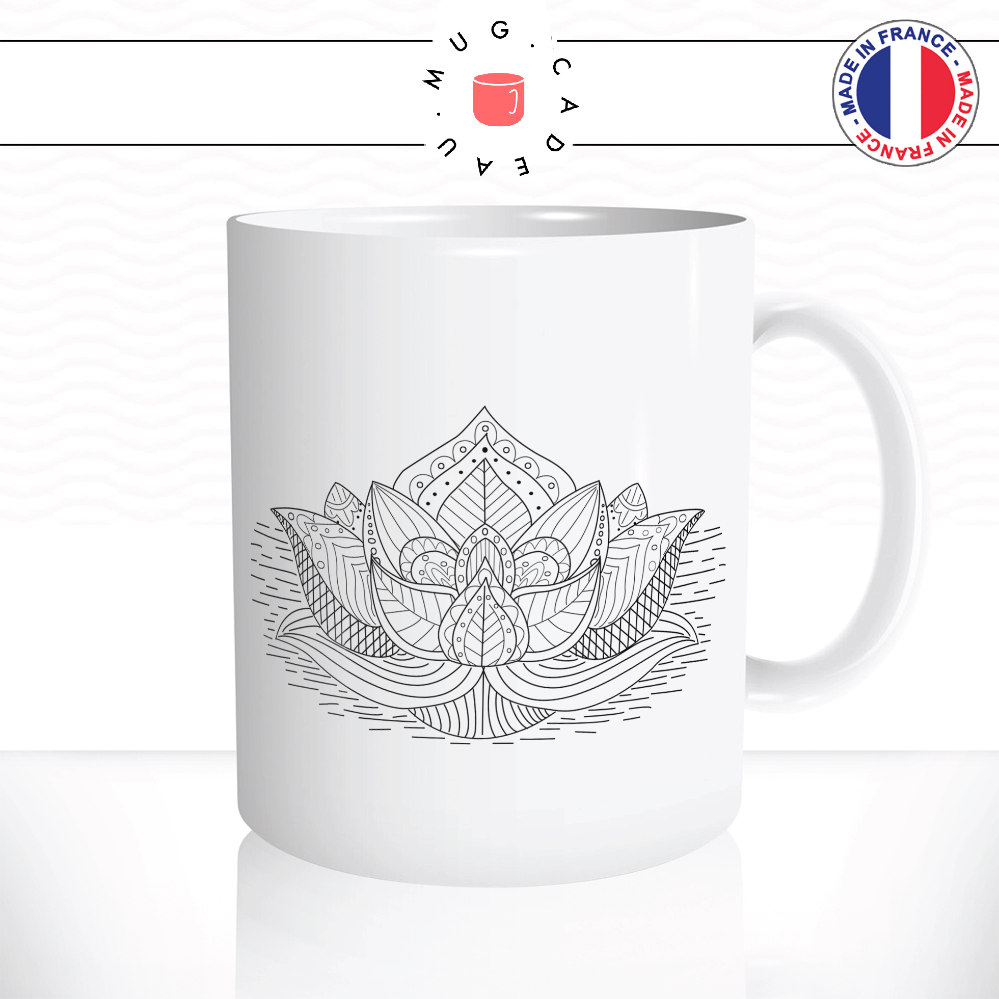 mug-tasse-ref10-fleurs-de-lotus-grande-eau-noir-blanc-mandala-cafe-the-mugs-tasses-personnalise-anse-droite