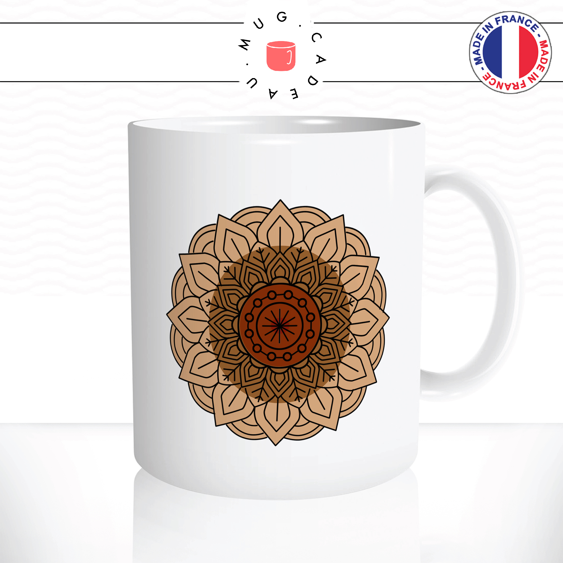 mug-tasse-ref15-fleurs-mandala-couleurs-beige-marron-rond-simple-cafe-the-mugs-tasses-personnalise-anse-droite