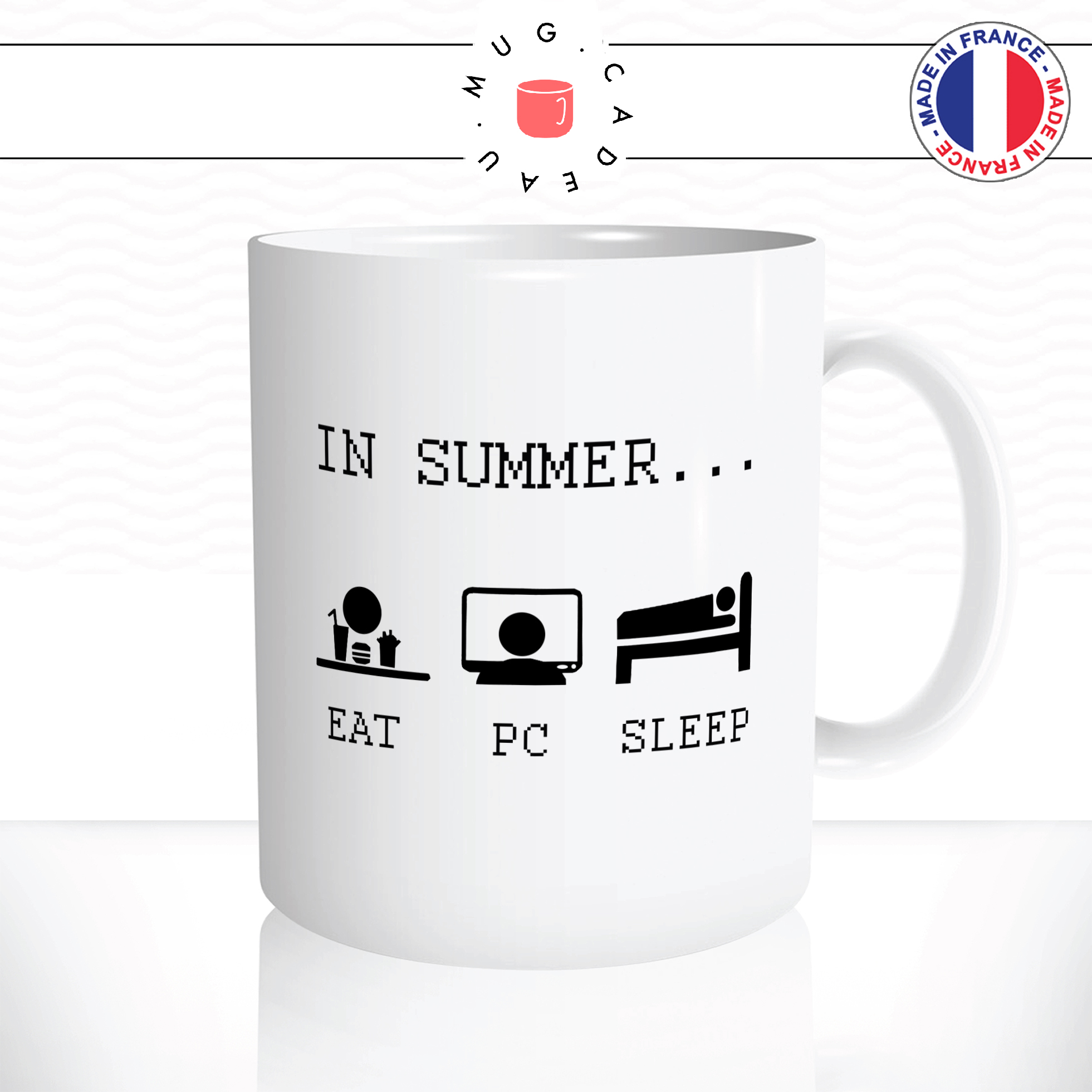 mug-tasse-ref22-geek-summer-eat-pc-sleep-cafe-the-mugs-tasses-personnalise-anse-droite