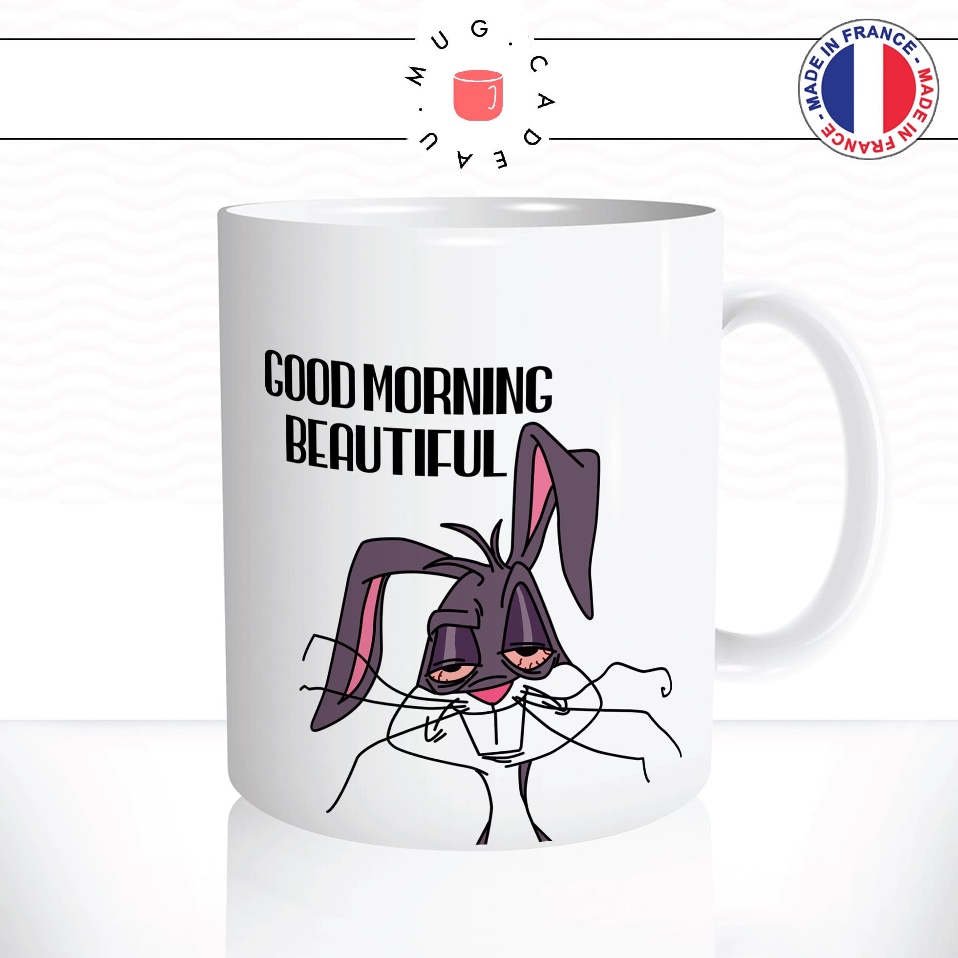mug-tasse-bugs-bunny-tete-lapin-good-morning-beautiful-bonjour-matin-reveil-fatigue-travail-humour-dessin-idee-cadeau-original-1