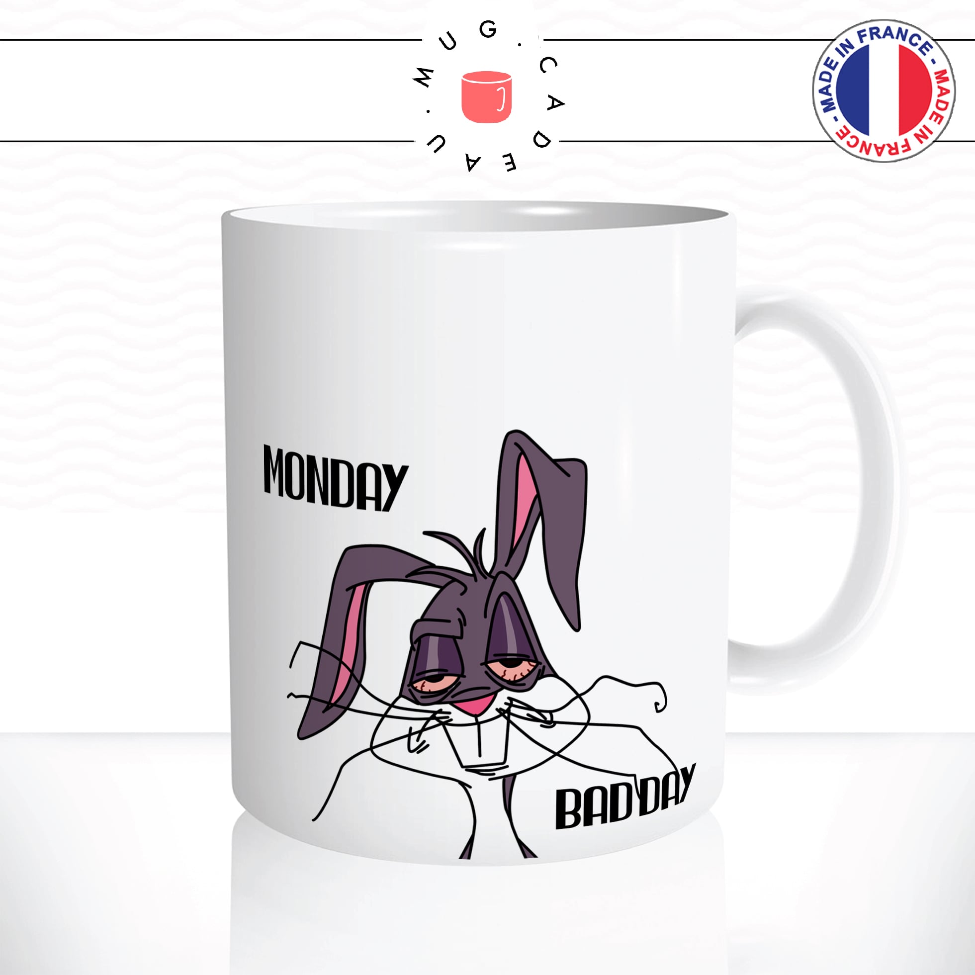 mug-tasse-bugs-bunny-tete-lapin-lundi-monday-bad-day-matin-reveil-fatigue-travail-humour-dessin-idee-cadeau-original