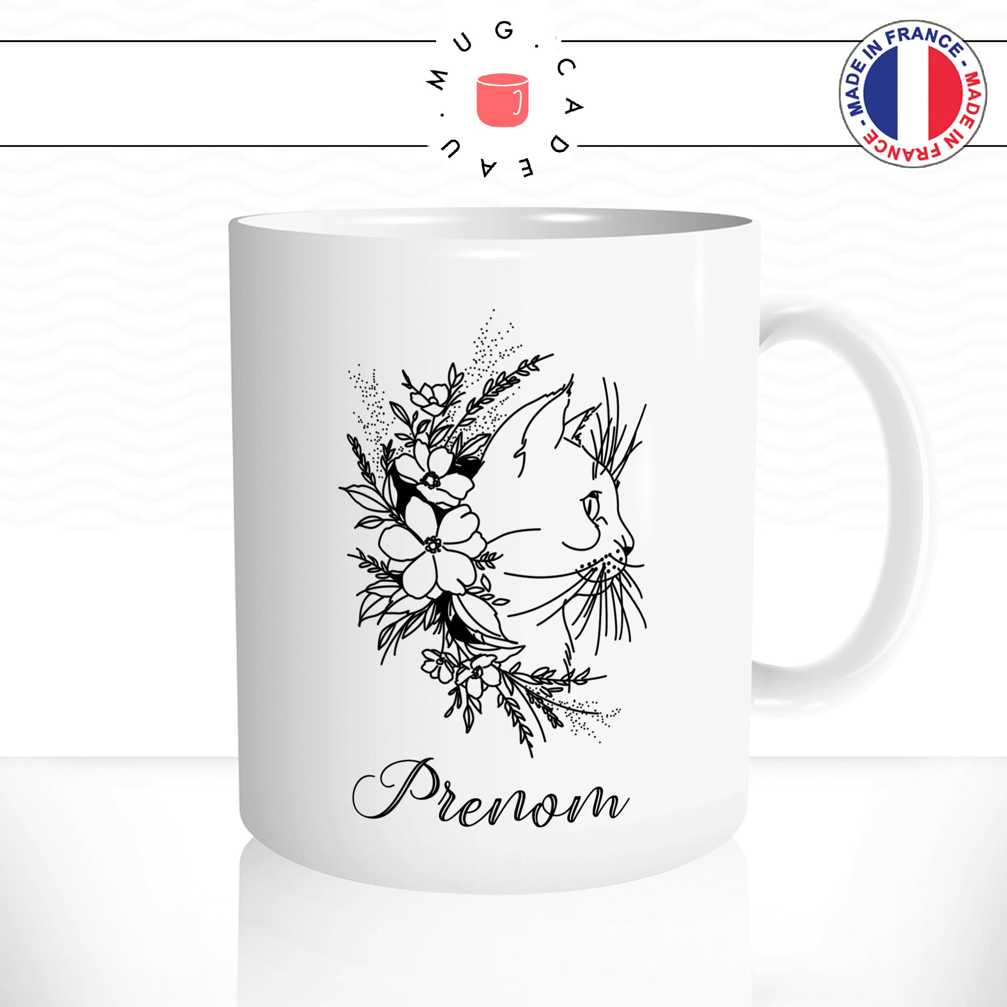 Mug Tête de Chat Nom Personnalisable - Animaux Personnalisable